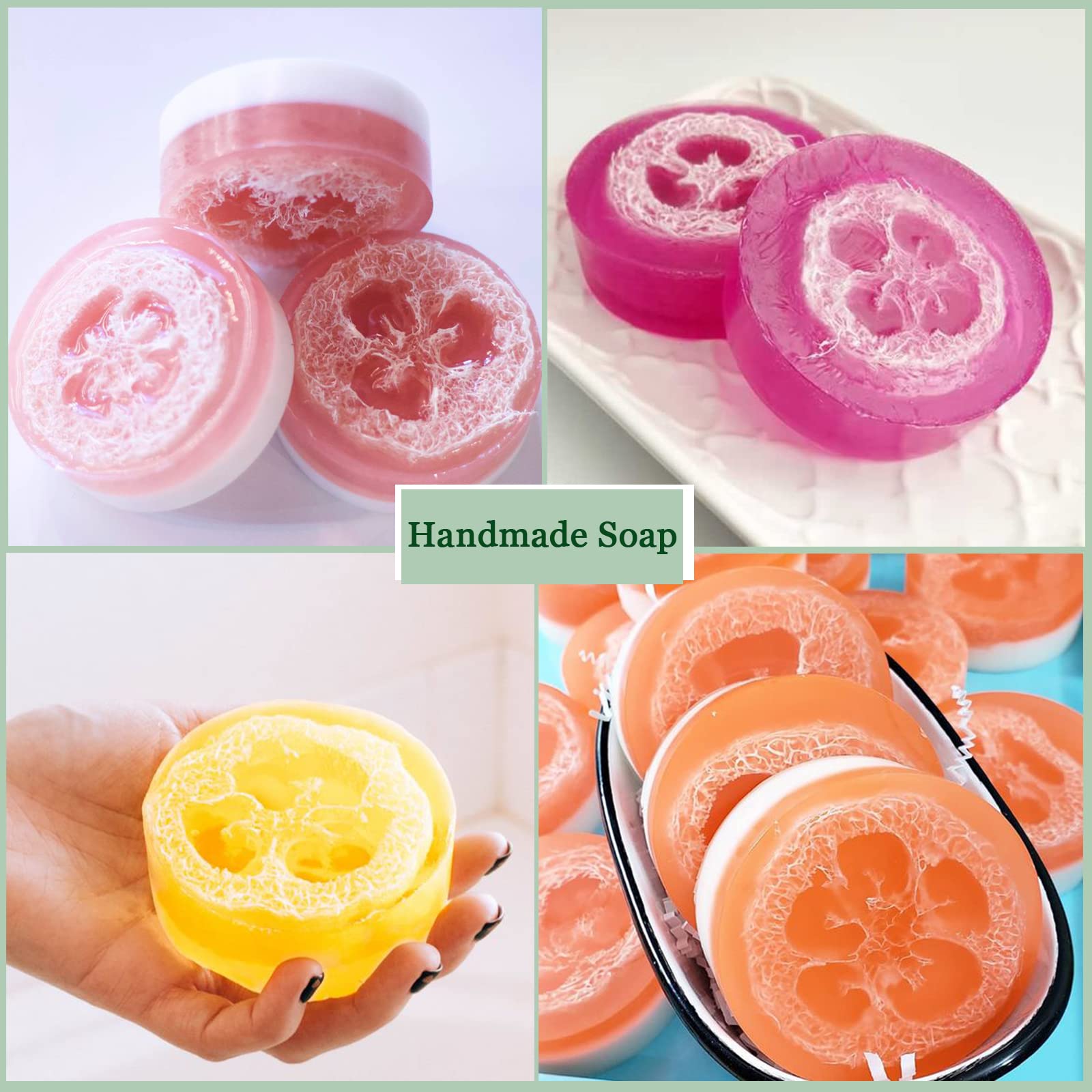 Frtim Natural Loofah Slices For Soap Making, 20 Pieces Organic Luffa Cuts For Diy Exfoliating Soaps, Homemade Handmade Loofa Soa