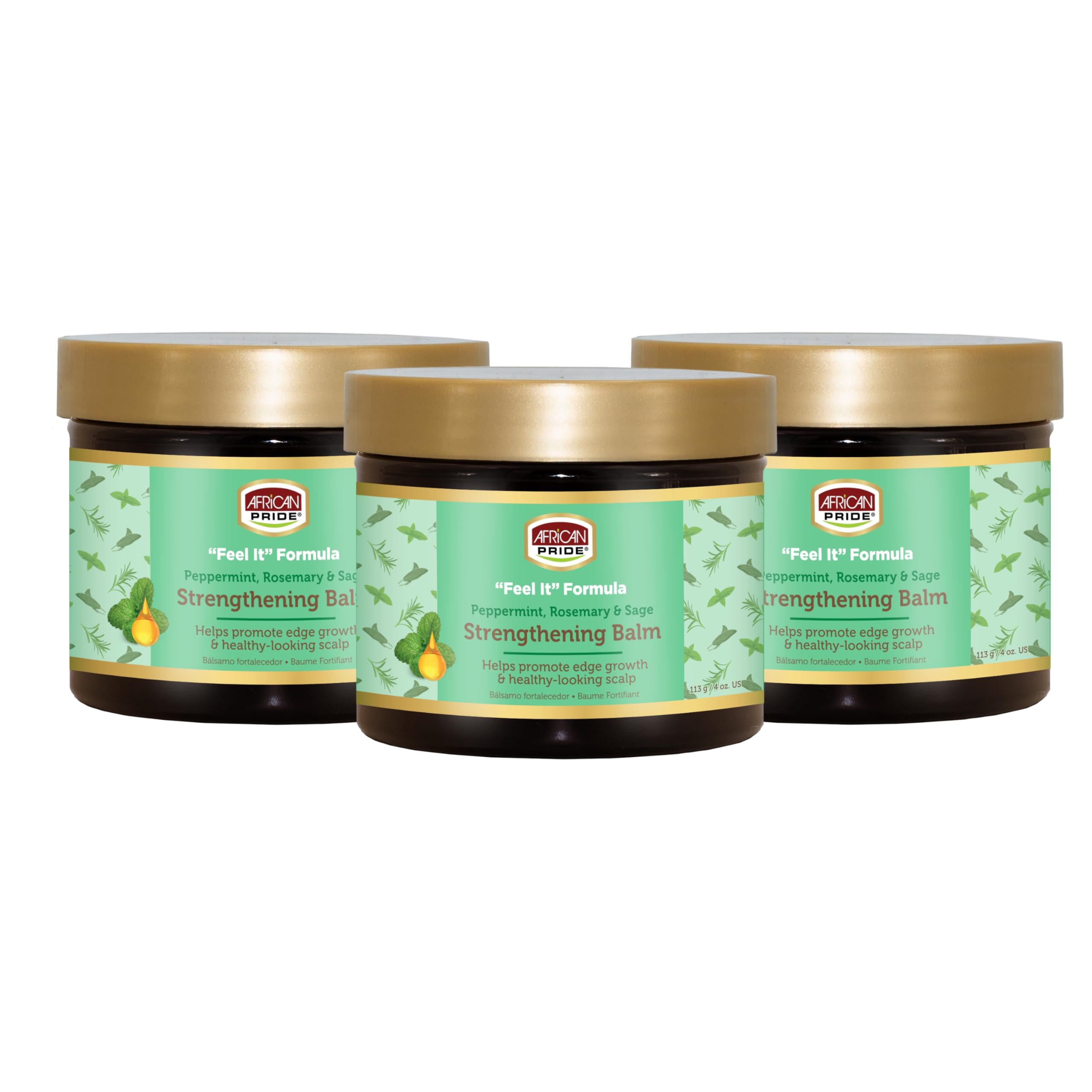 African Pride Feel It Formula Hair Strengthening Balm - 4oz (Pack of 3)