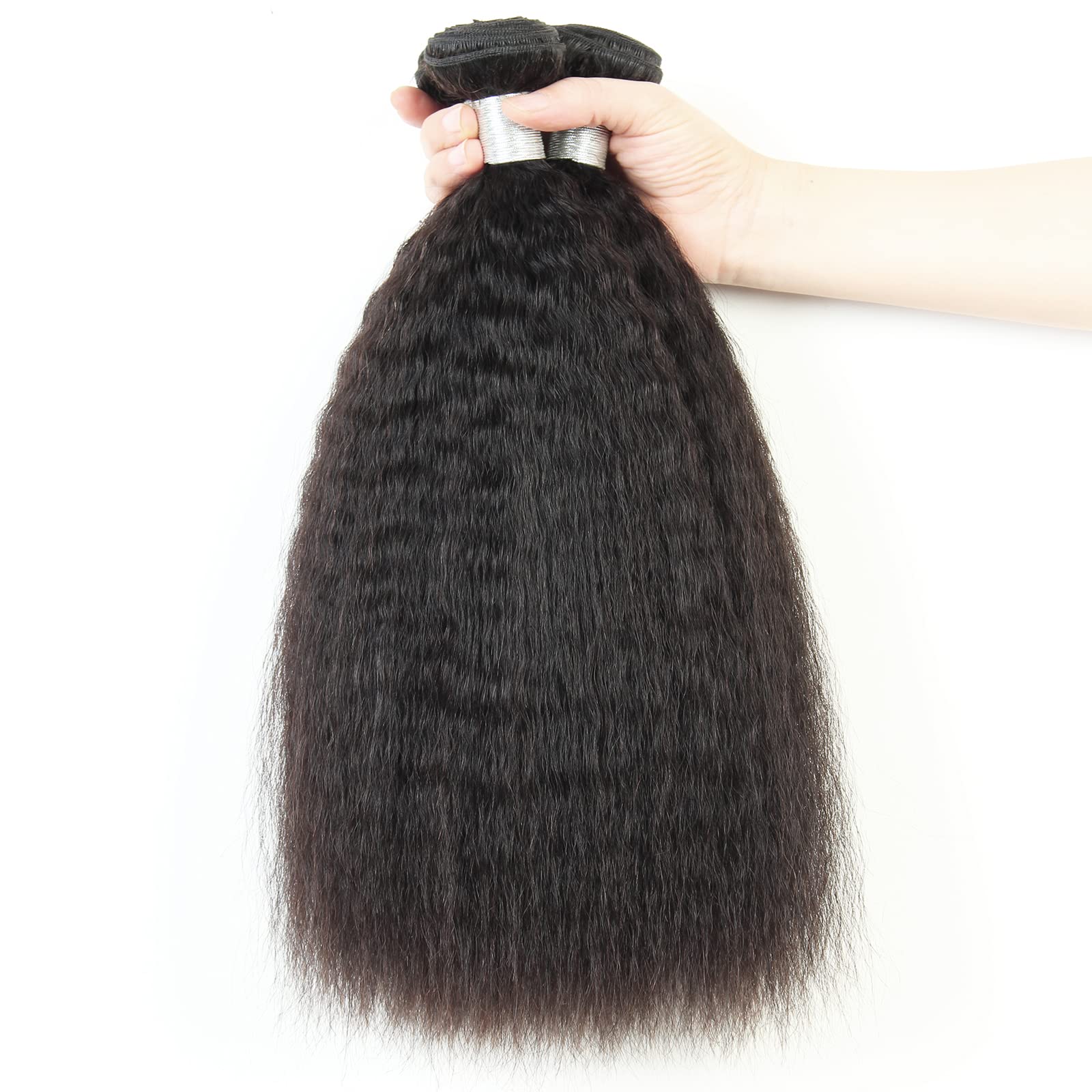 LINYINGYH Kinky Straight Bundles Human Hair Italian Yaki Bundles Weave 12 12 12 inch Real 100% Unprocessed Brazilian Remy Hair B