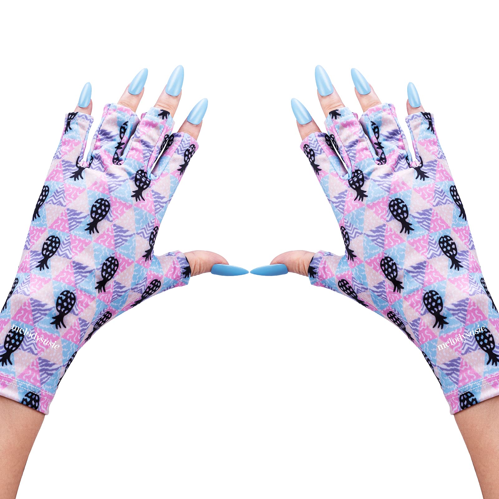 MelodySusie UV Gloves for Nails, UV Lamp Gloves for Manicures Protection, Pineapple Style Gel Manicure Gloves, Nail Art Skin Car