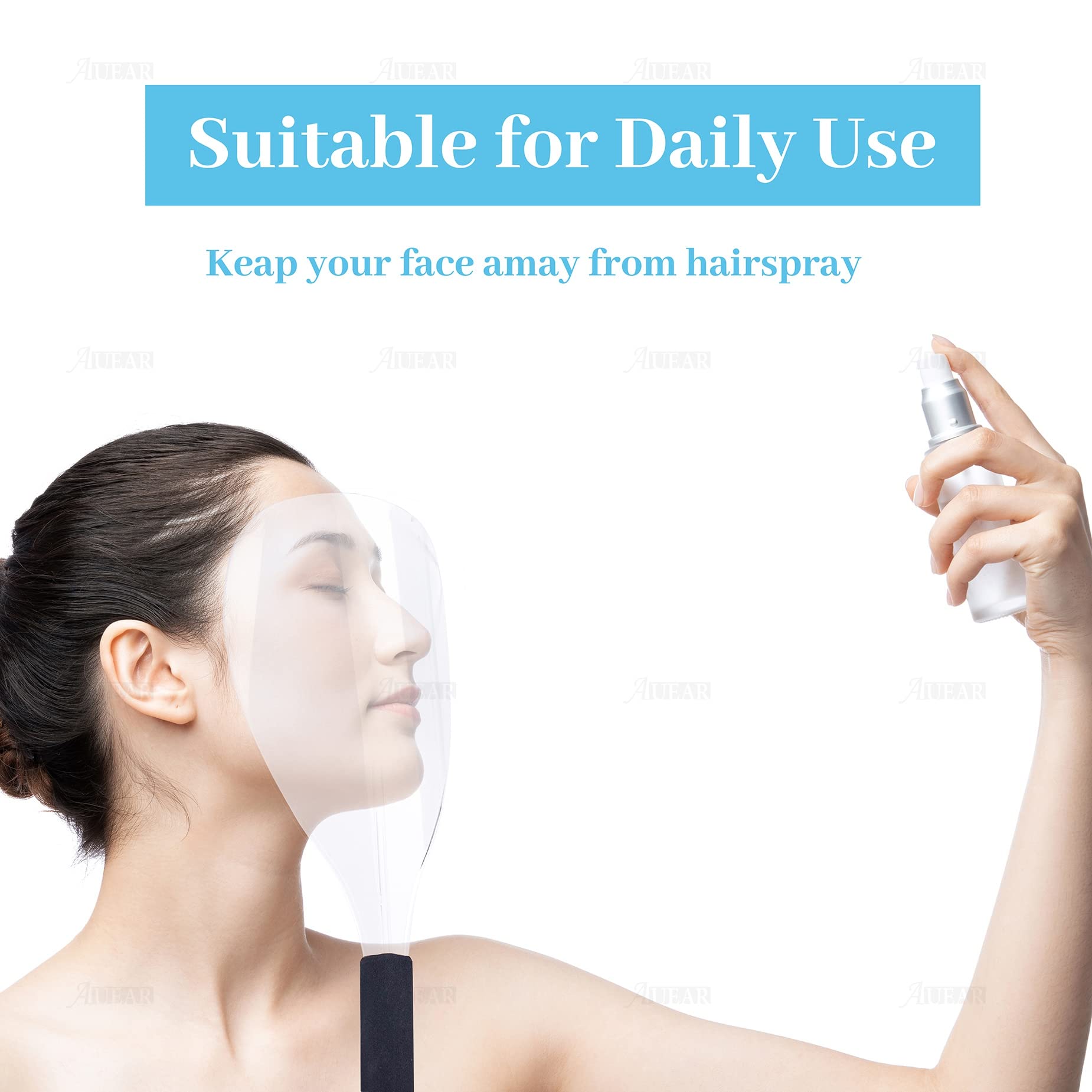 Auear, 4 Pcs Barber Salon Transparent Hairspray Face Shield With Sponge Handle Clear Plastic Reusable Face Shield Protector Cove