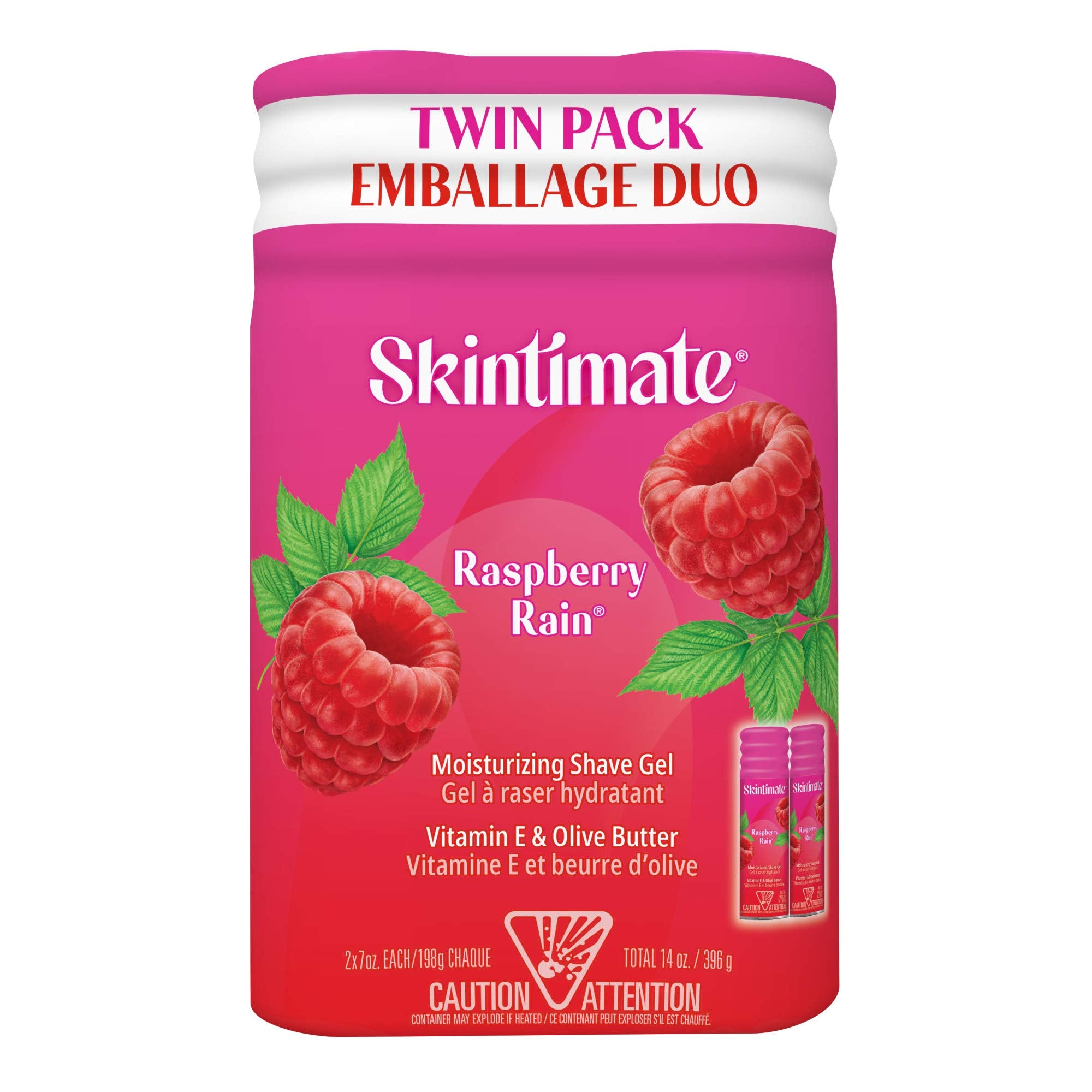 Skintimate PX-564 Signature Scents Moisturizing Shave Gel for Women, Raspberry Rain Scent with Vitamin E and Olive Butter - 7 Ou