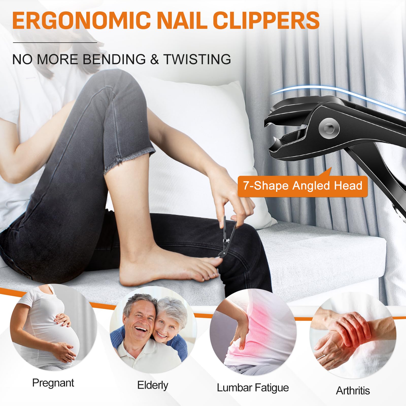 Drmode Nail Clippers For Men Thick Nails, Angled Head Toe Nail Clippers For Thick Nails For Seniors, Wide Jaw Opening Toenail Cl