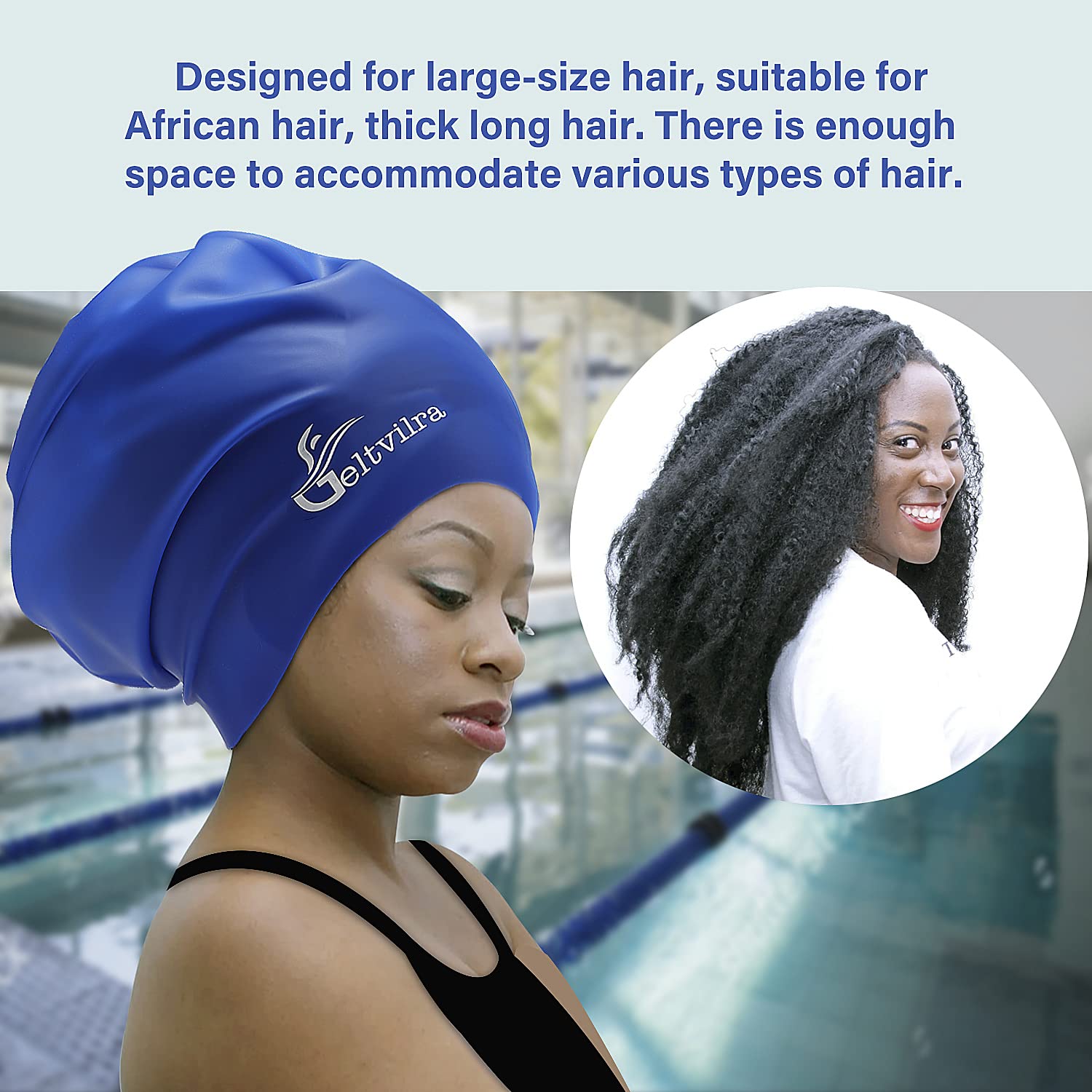 Extra Large Swim Cap for Braids and Dreadlocks Women Men Silicone Swimming Cap for Long Thick Curly Weaves Afro Hair Extensions