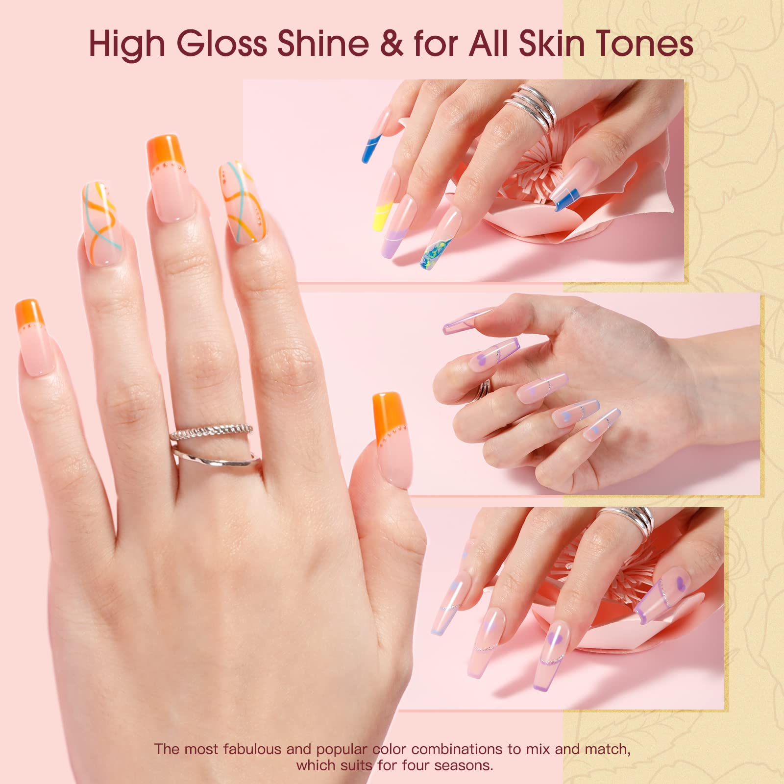 Rosalind 60G Poly Nail Gel Millennial Pink Color, Pink Poly Extension Gel Jelly Color Poly Builder Nail Quick Building Acrylic N