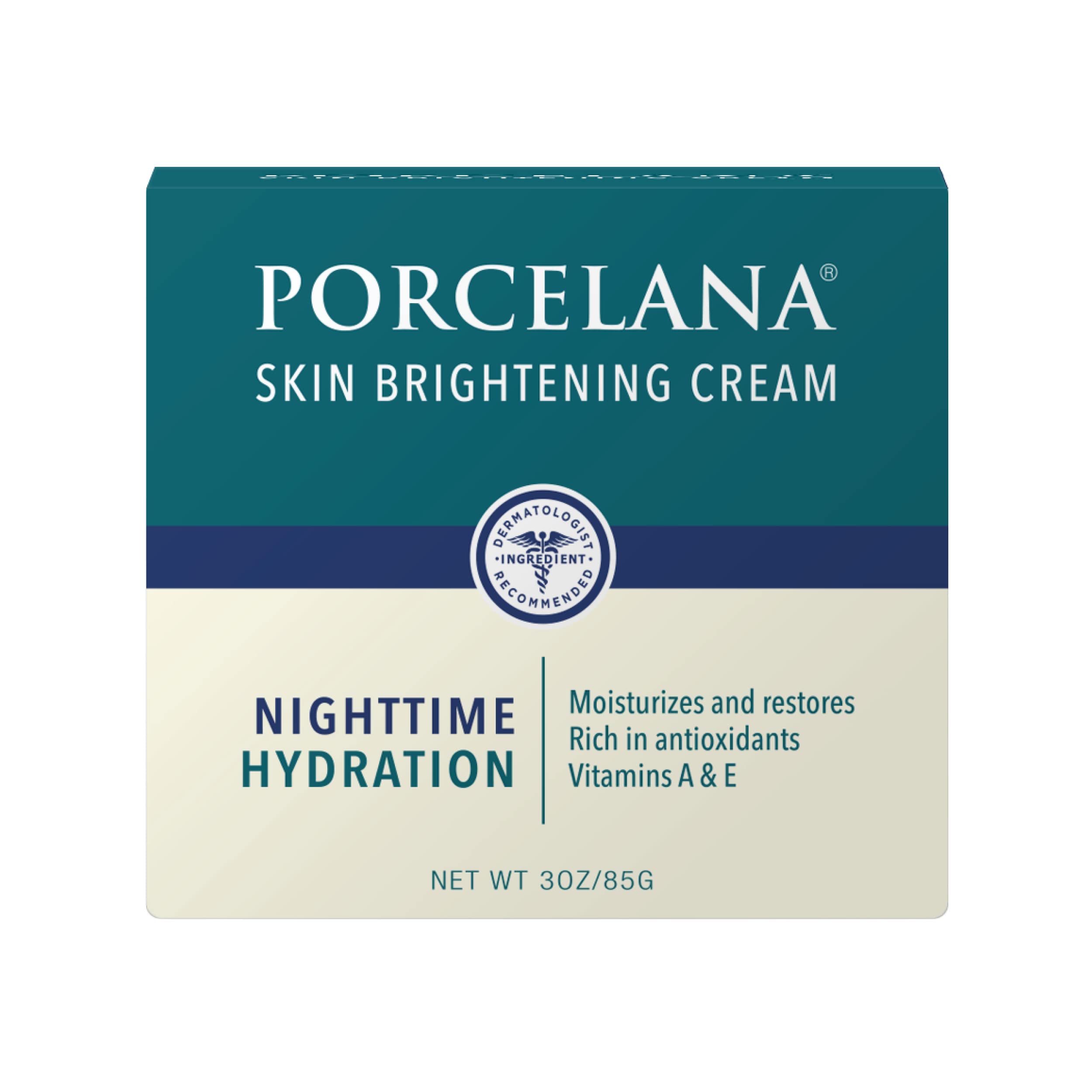 Porcelana Nighttime Hydration Cream Updated Formula - Fades Dark Spots & Evens Skin Tone - For Sun or Age Spots, Acne Scarring, 