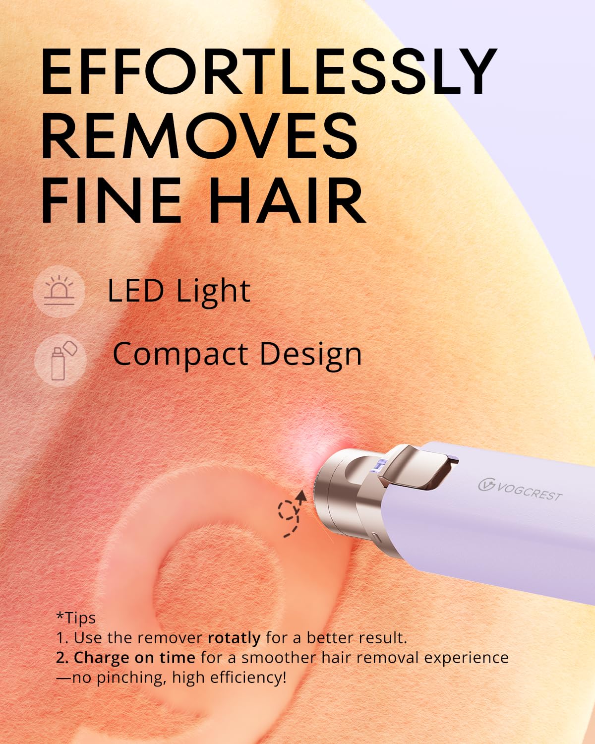 Vg Vogcrest Eyebrow Hair Trimmer: Rechargeable Facial Hair Removal Device For Removing Unwanted Peach Fuzz From Lips Chin Neck A