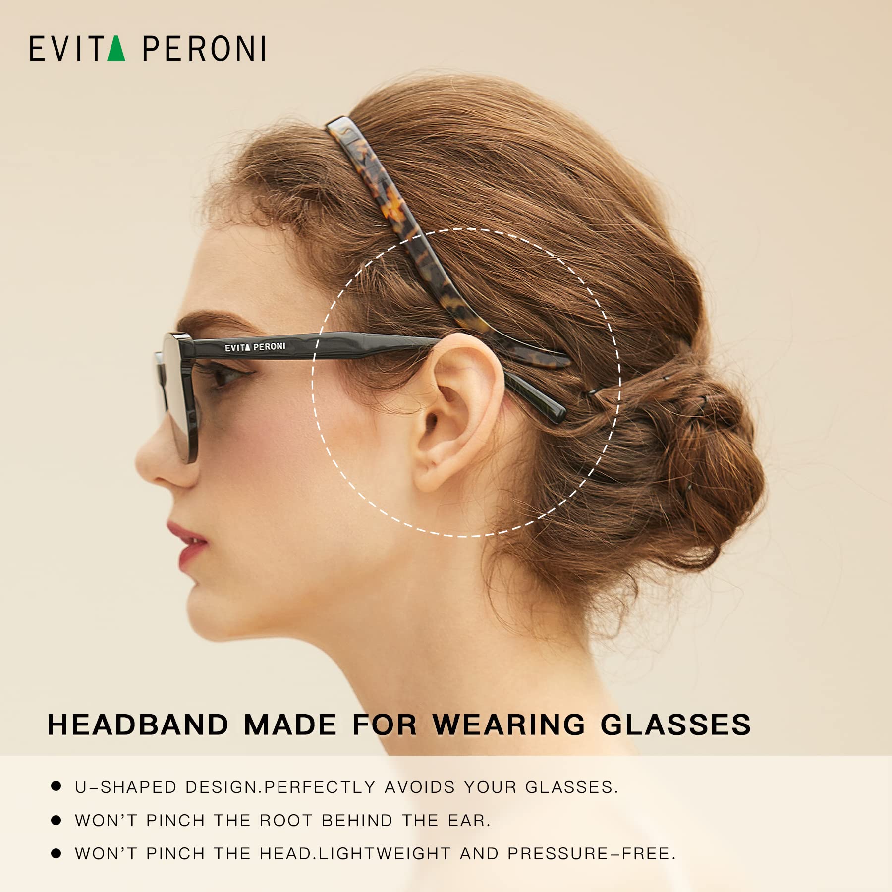Evita Peroni Hair Bands - Designed For Eyewear, No Pressure, No Headache, Comfortable Non-Slip Thin Fashion Headbands For Women'