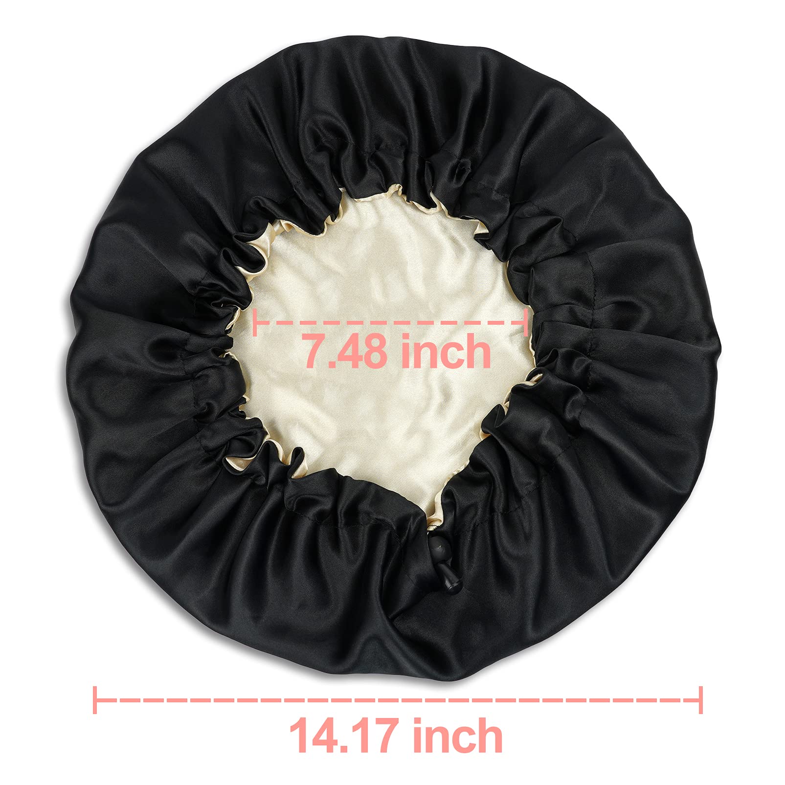 Chorha Satin Sleep Cap,Double-Sided Adjustable Sleep Bonnet,Bonnet Cap For Sleep (Black)