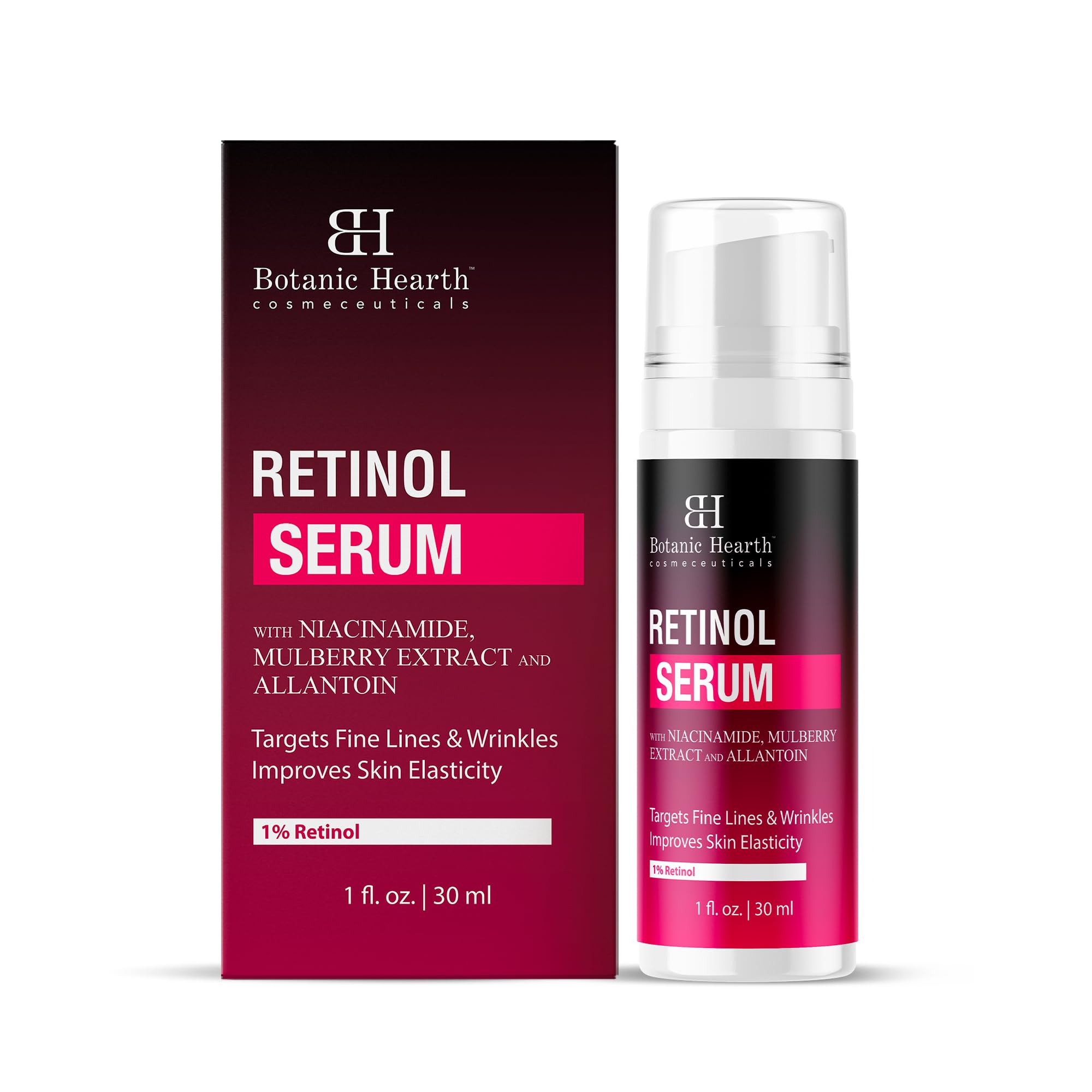 Botanic Hearth 1% Retinol Serum For Face With Niacinamide, Allantoin & Mulberry Extracts | Pore Refining & Brightening Face Seru
