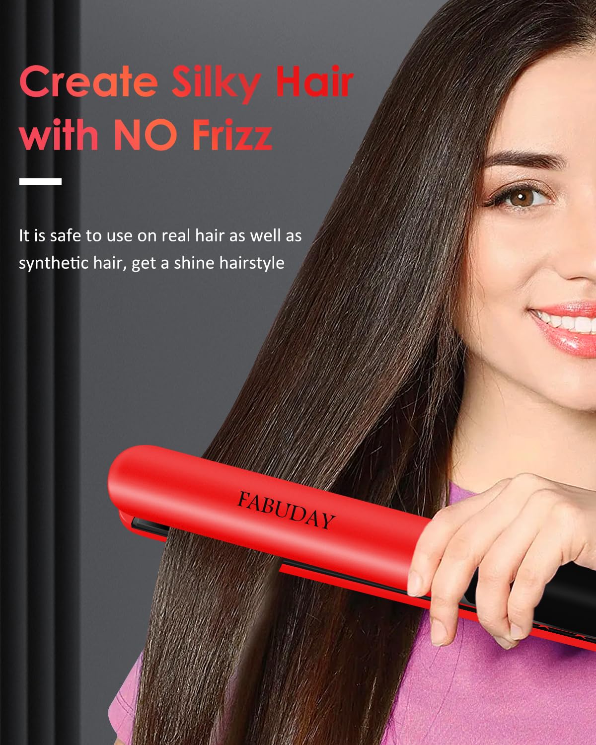 Fabuday Flat Iron Hair Straightener Dual Voltage - Heat Up Quickly, Lcd Display & Auto Shut-Off, 12 Adjustable Temp Hot Iron For