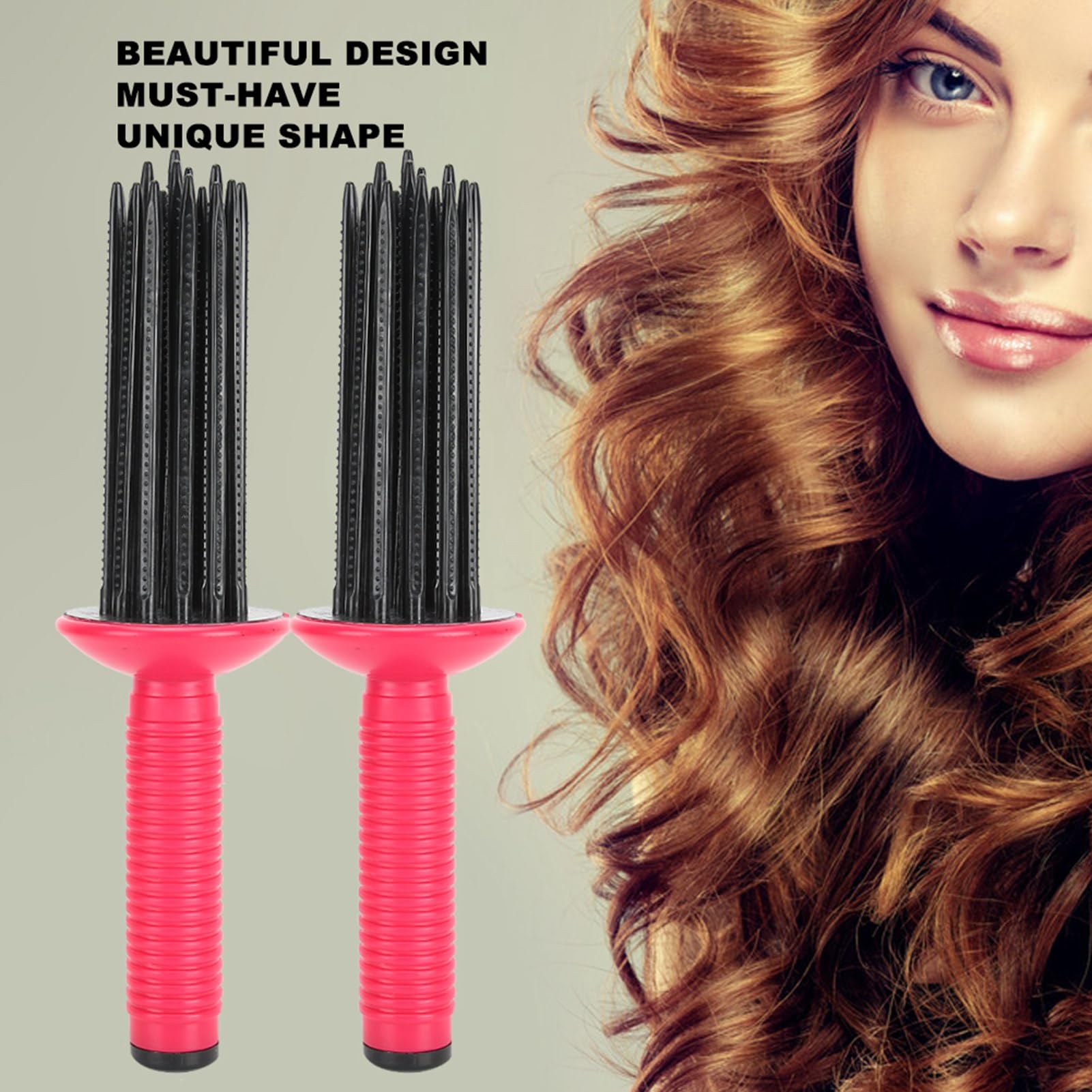 Hair Curling Roll Comb 2Ps, Hair Curler,Hair Fluffy Curling Comb Hair Comb Hair Straightening Irons Curling For Straighteners Wa