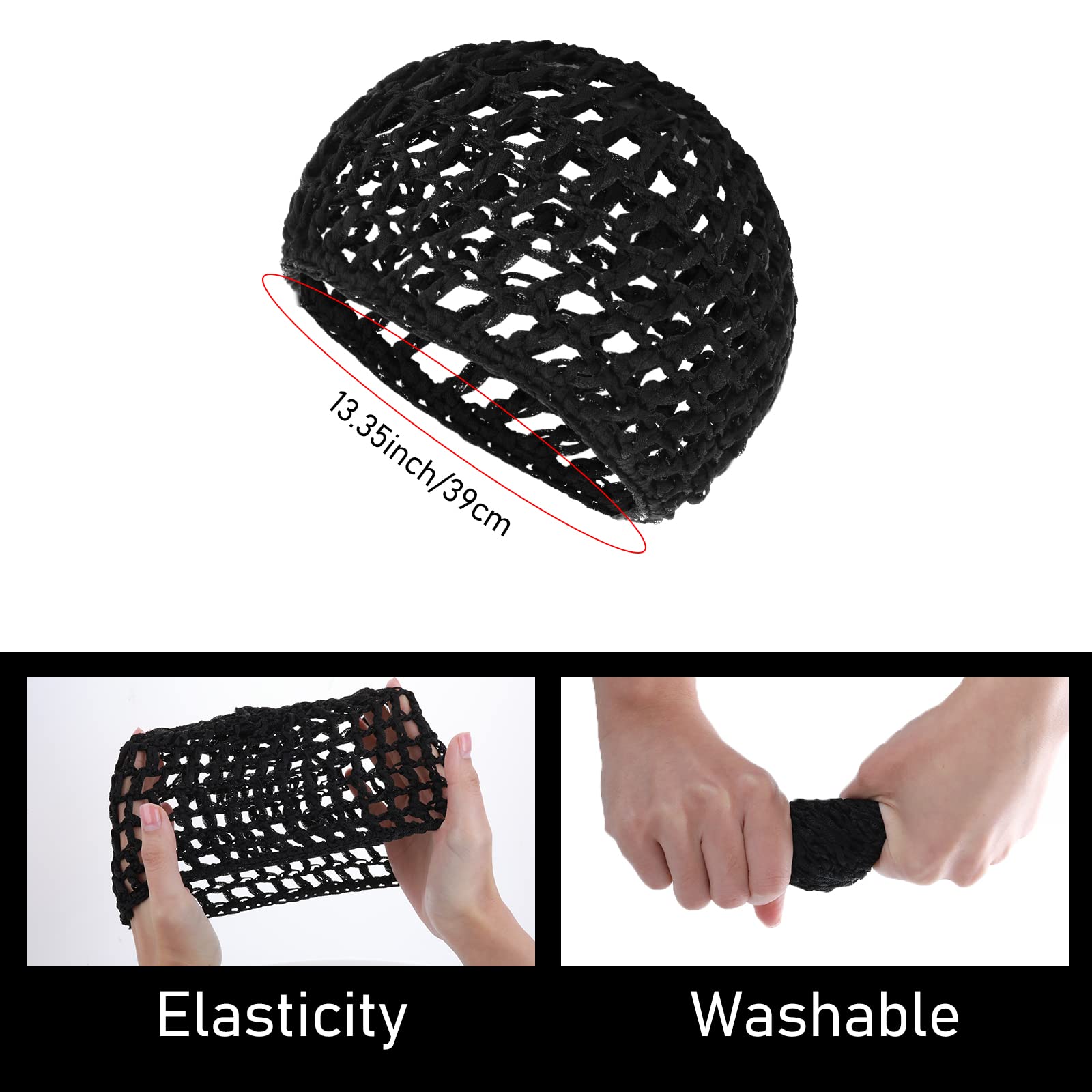 Wllhyf 2 Pcs Hair Nets Cap Sleeping Hairnet Snoods Wrap Bonnets Long Straight Curl Wig Head Protector Black Mesh Wrapping Croche