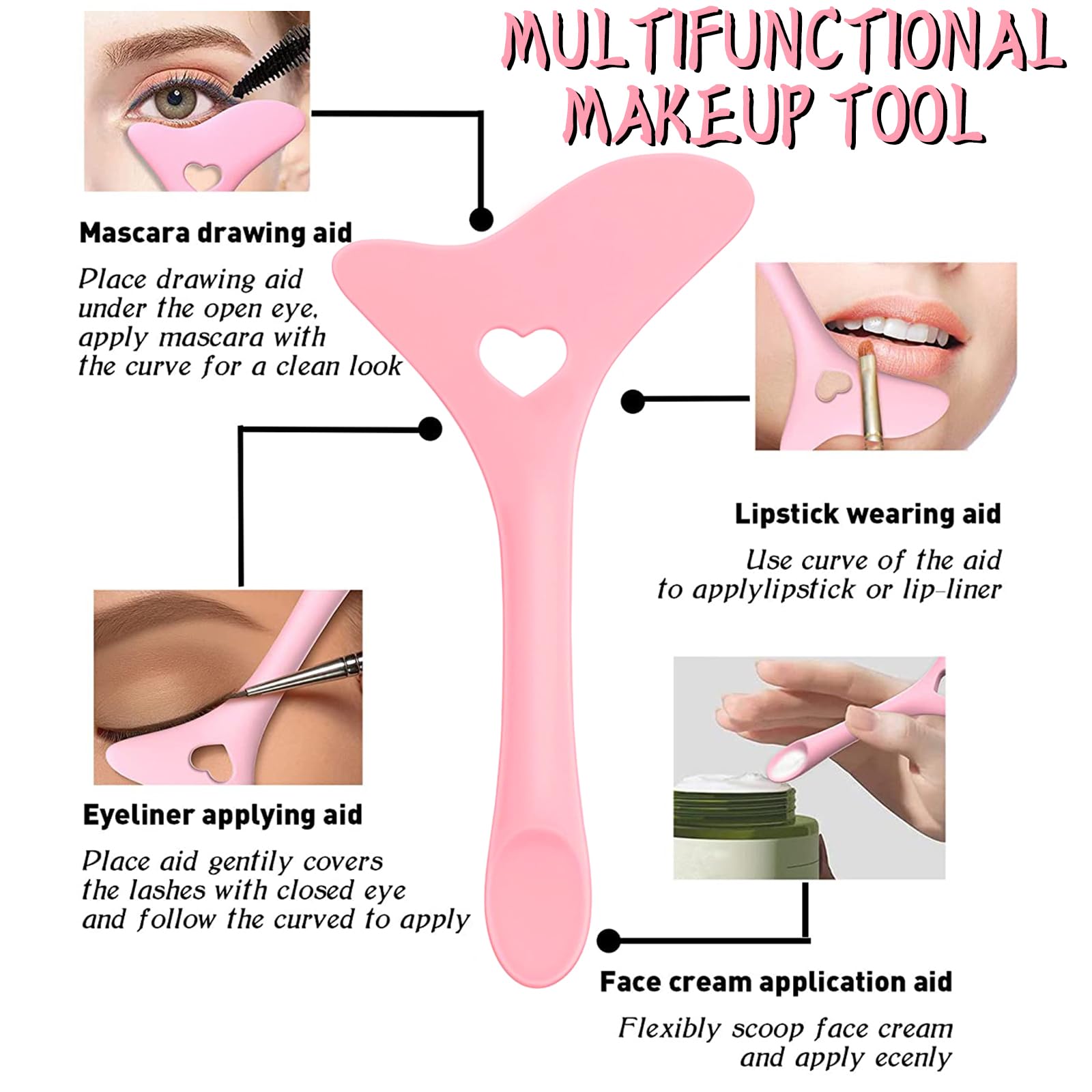 Oneupin 4Pcs Eyeliner Stencils Reusable Silicone Eyeliner Aid Mascara Shield Guard Eyeliner Eyelash Lipstick Eyeshadow Applicato