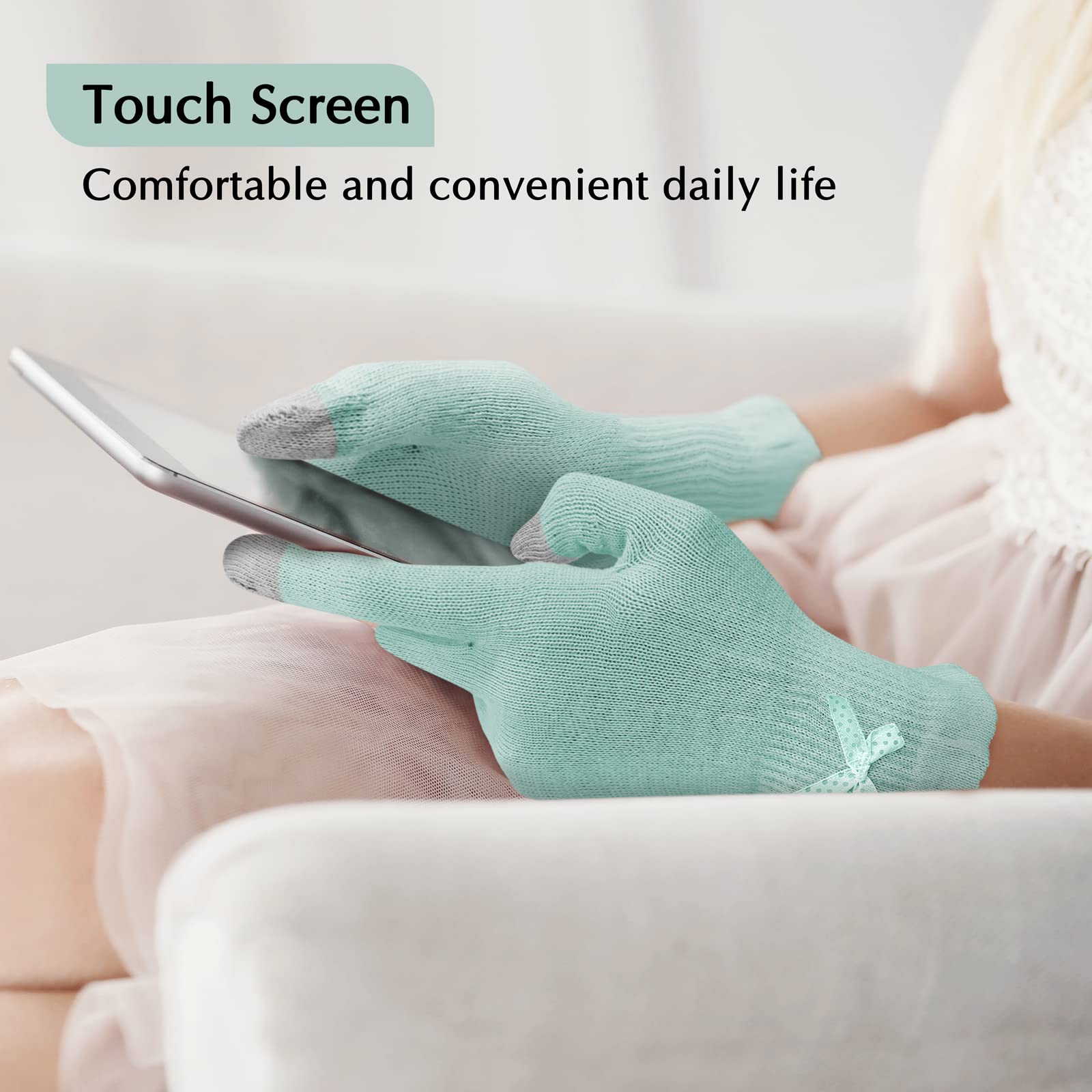 Evridwear Beauty Cotton Gloves With Touchscreen Fingers For Spa, Eczema, Dry Hands, Hand Care, Day And Night Moisturizing, (2 Pa