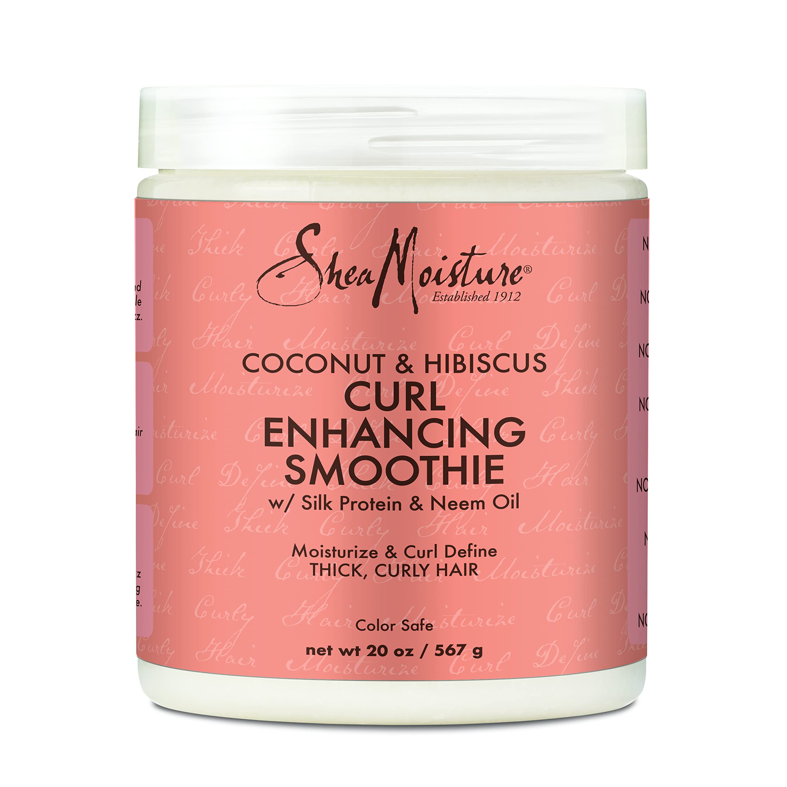 SheaMoisture Curl Enhancing Smoothie Hair Cream for Thick, Curly Hair Coconut and Hibiscus Sulfate Free and Paraben Free Curl Cr