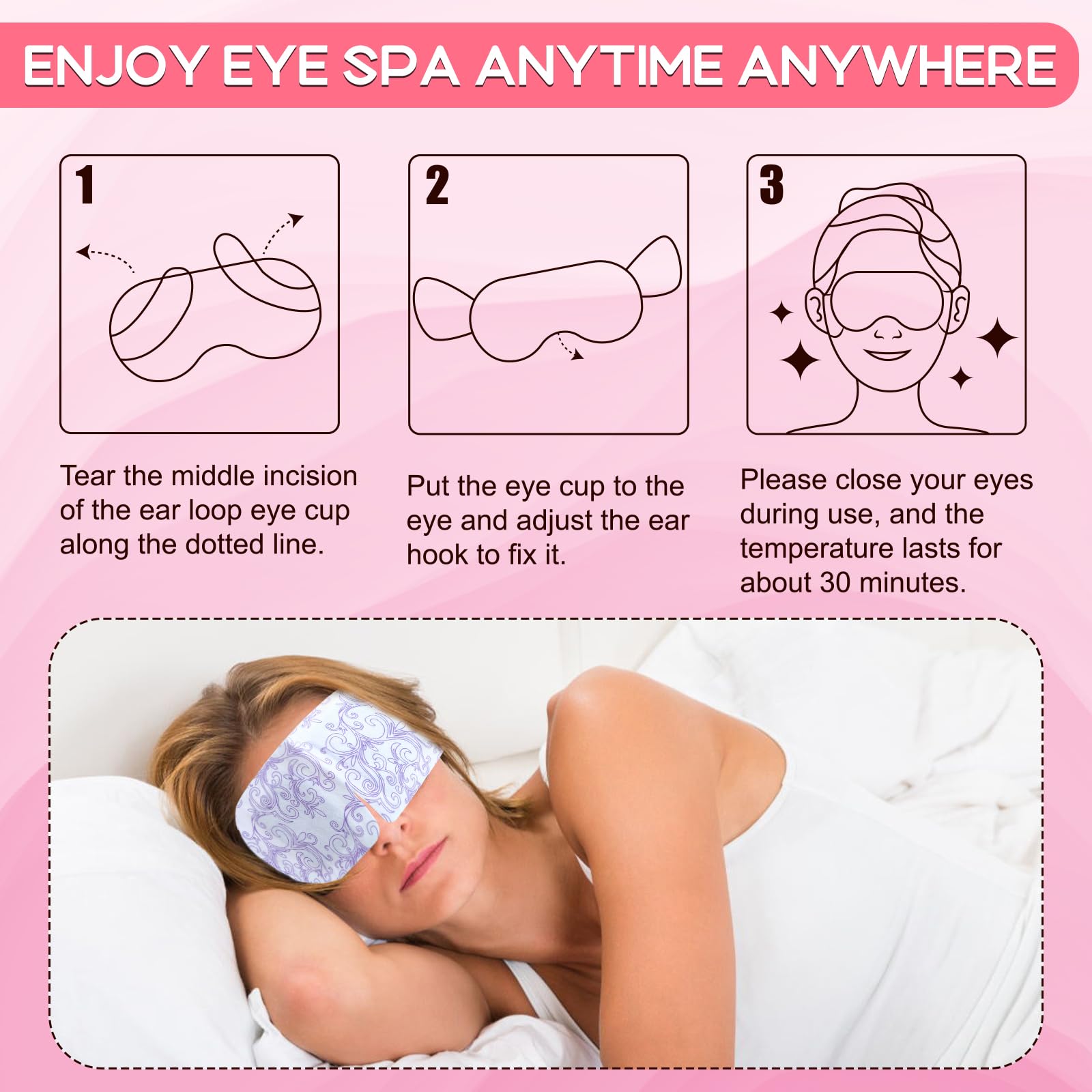 Xpcare 32 Pack Steam Eye Masks For Dry Eyes, Spa Warm Sleep Eye Mask, Disposable Heated Eye Mask For Dark Circles, Puffy Eyes, R