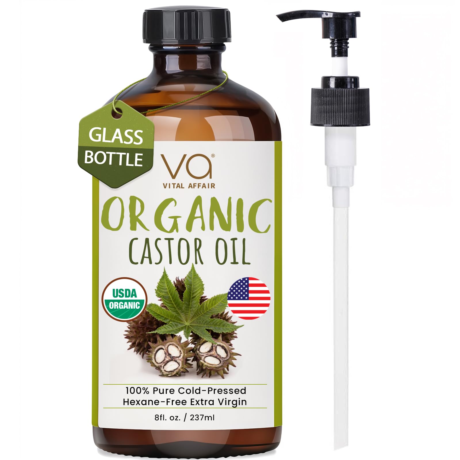 Pure Castor Oil Organic Cold Pressed Unrefined Glass Bottle-USDA Certified Organic Castor Oil Cold Pressed Glass Bottle For Cast