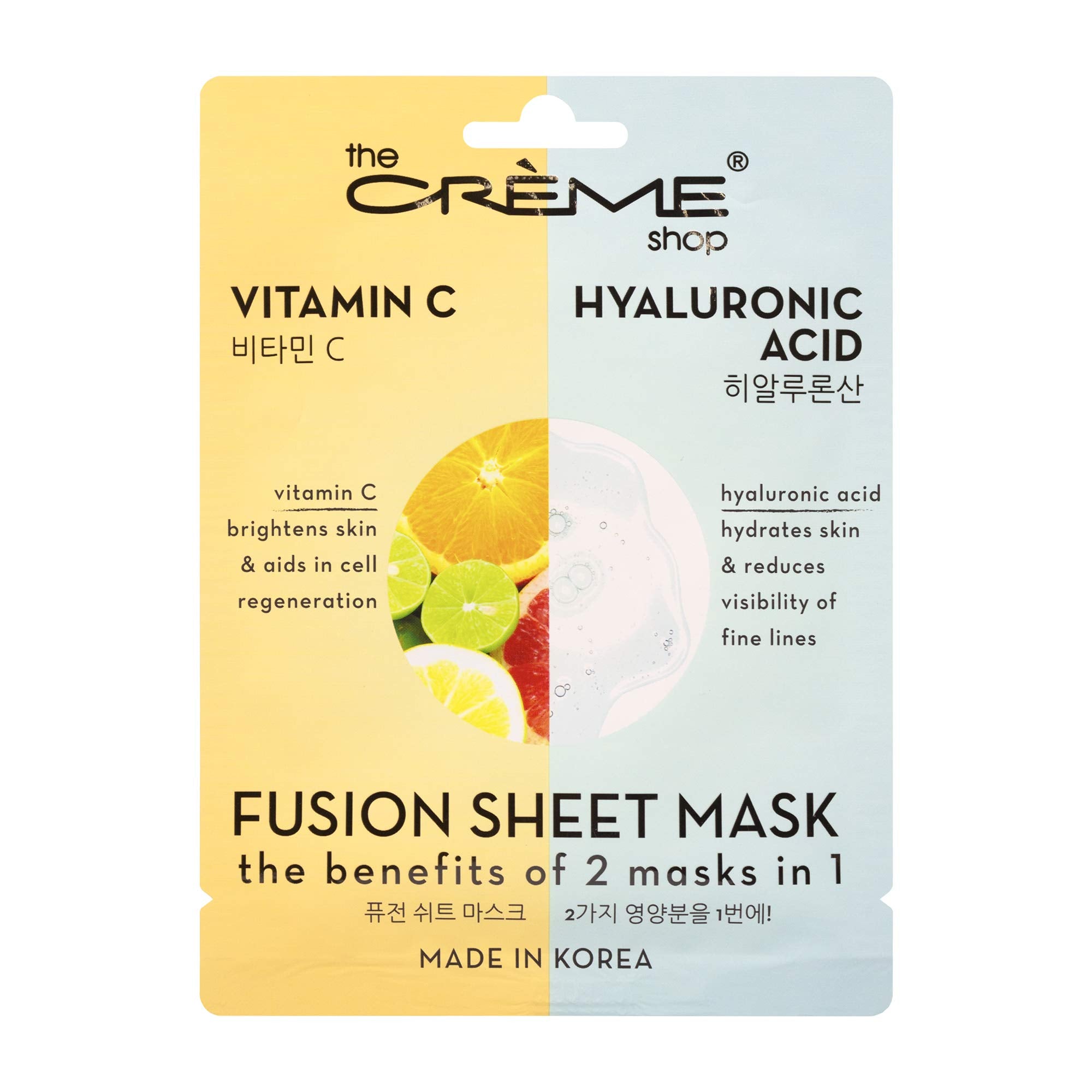 The Crme Shop - Vitamin C & Hyaluronic Acid Fusion Full Face Masks, Korean Facial Skin Care And Moisturizer - Hydrating, Blackhe