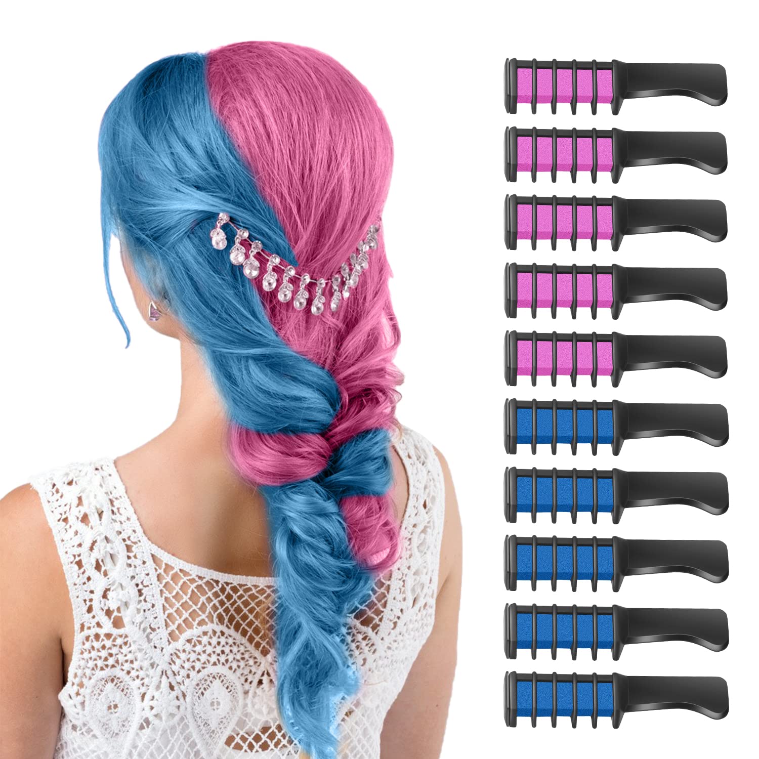 MSDADA Hair Chalk for Girls-New Hair Chalk Comb Temporary Bright Washable Hair Color Dye for Kids-Toys for 6 7 8 9 10 Year Old G