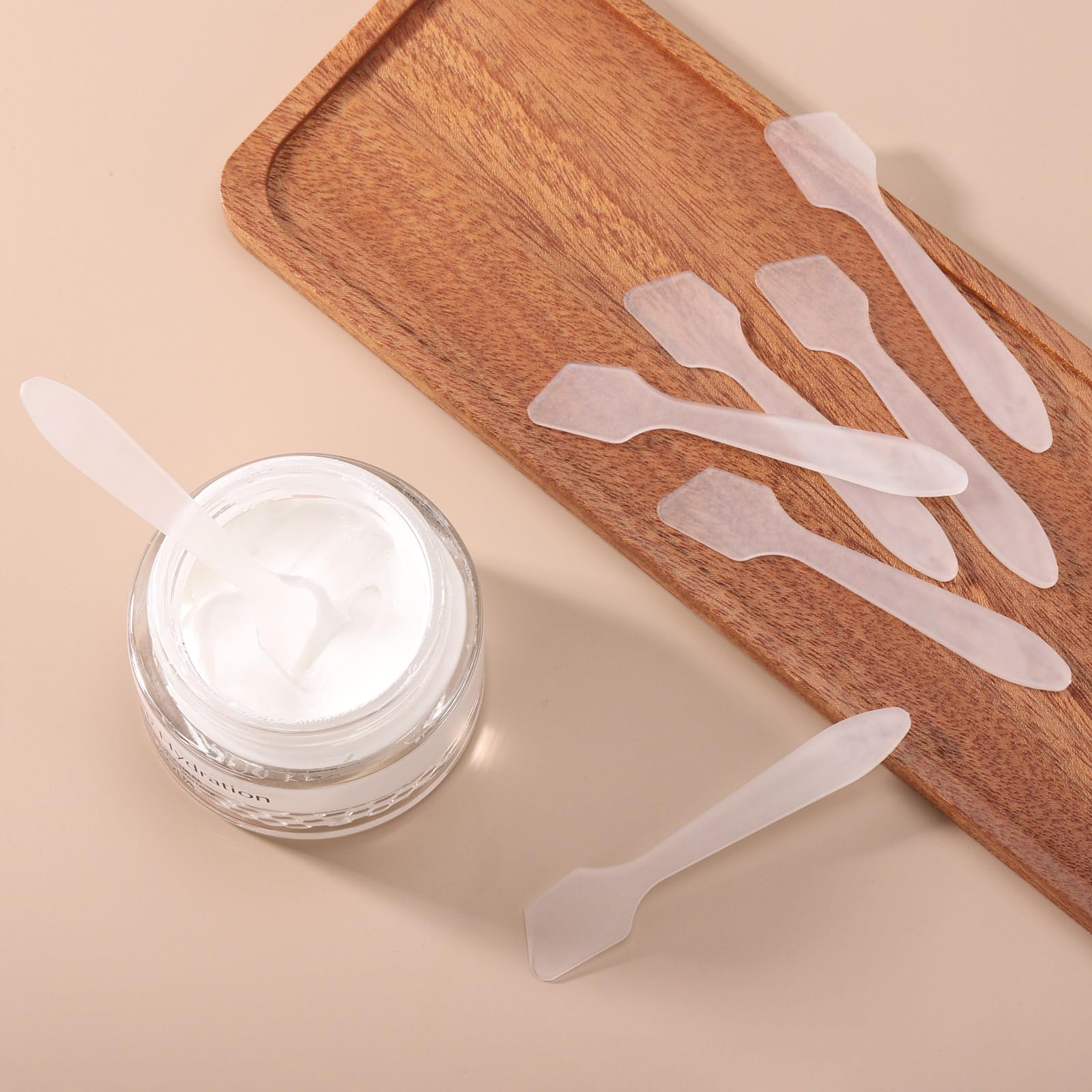 Tbestmax 300 Pcs Mini Cosmetic Spatulas 3.2'' X 0.6'' Disposable Makeup Spatulas Plastic Spatulas Clear Facial Creams Skin Care