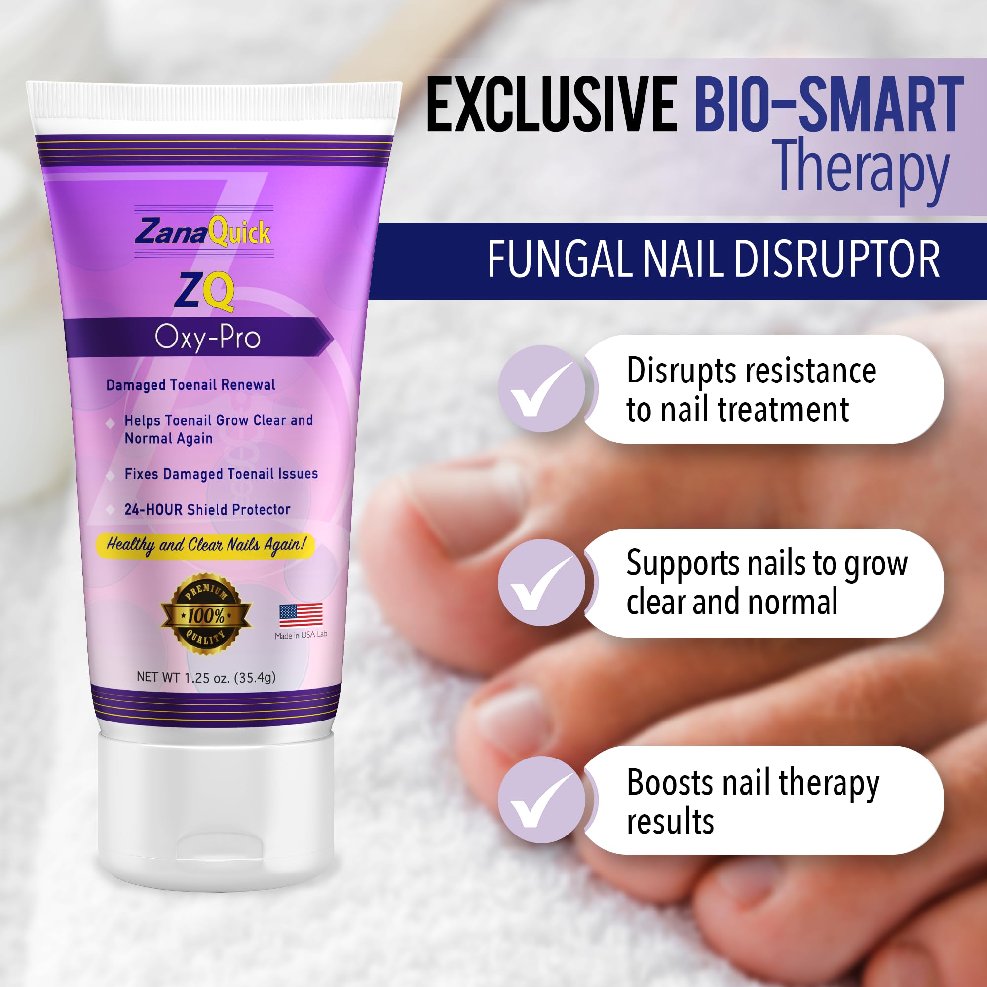 Zanaquick 2 Step Toenail Fungus Treatment. Extra Strength Damaged Nail Solution. Nail Renewal Drops And Damaged Nail Disruptor -