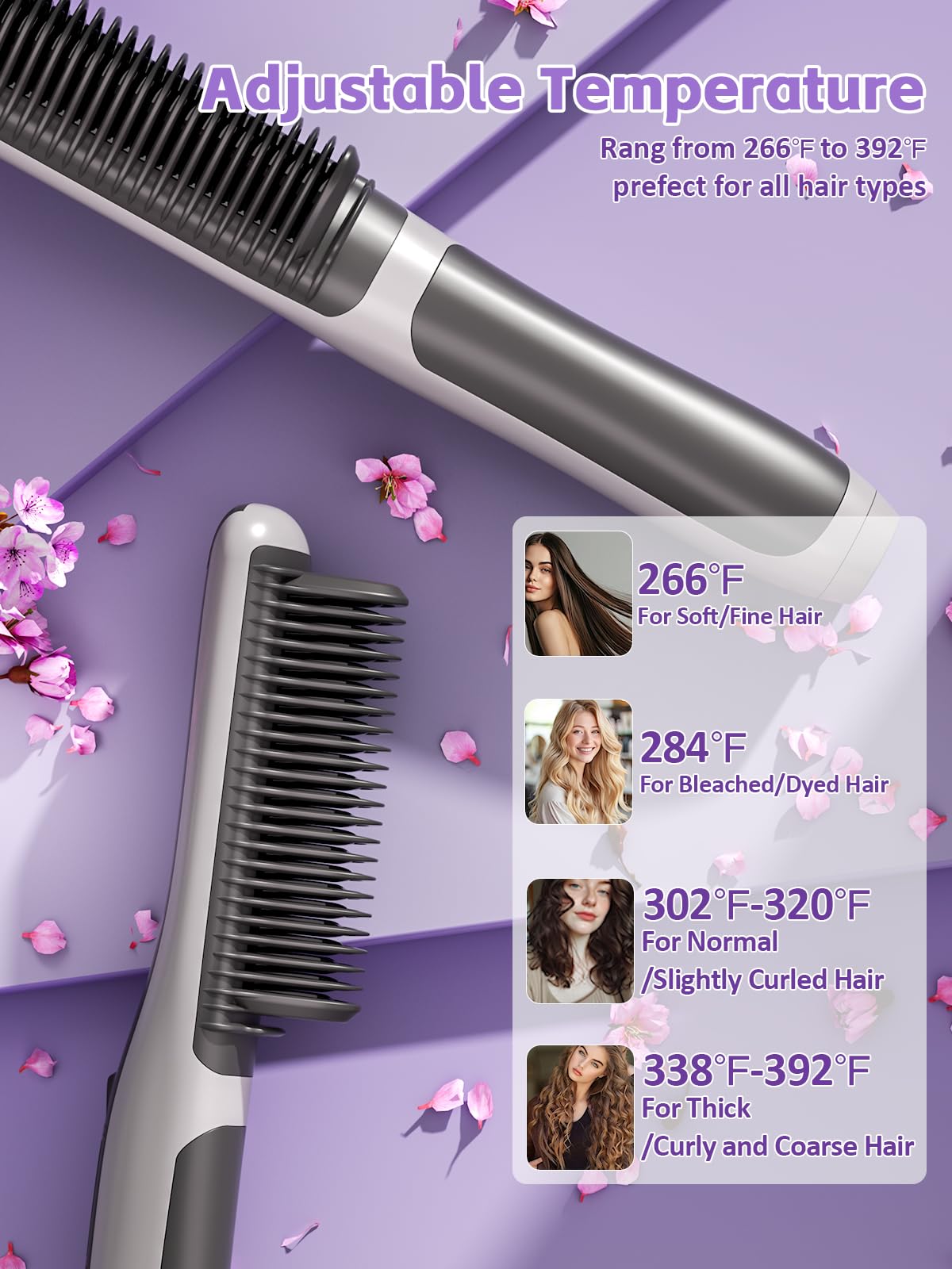 Hair Straighteners For Women,Hair Straightener Brush,Anti-Scald Ceramic Straightening Comb 30S Fast Heating,Automatic Shutdown I