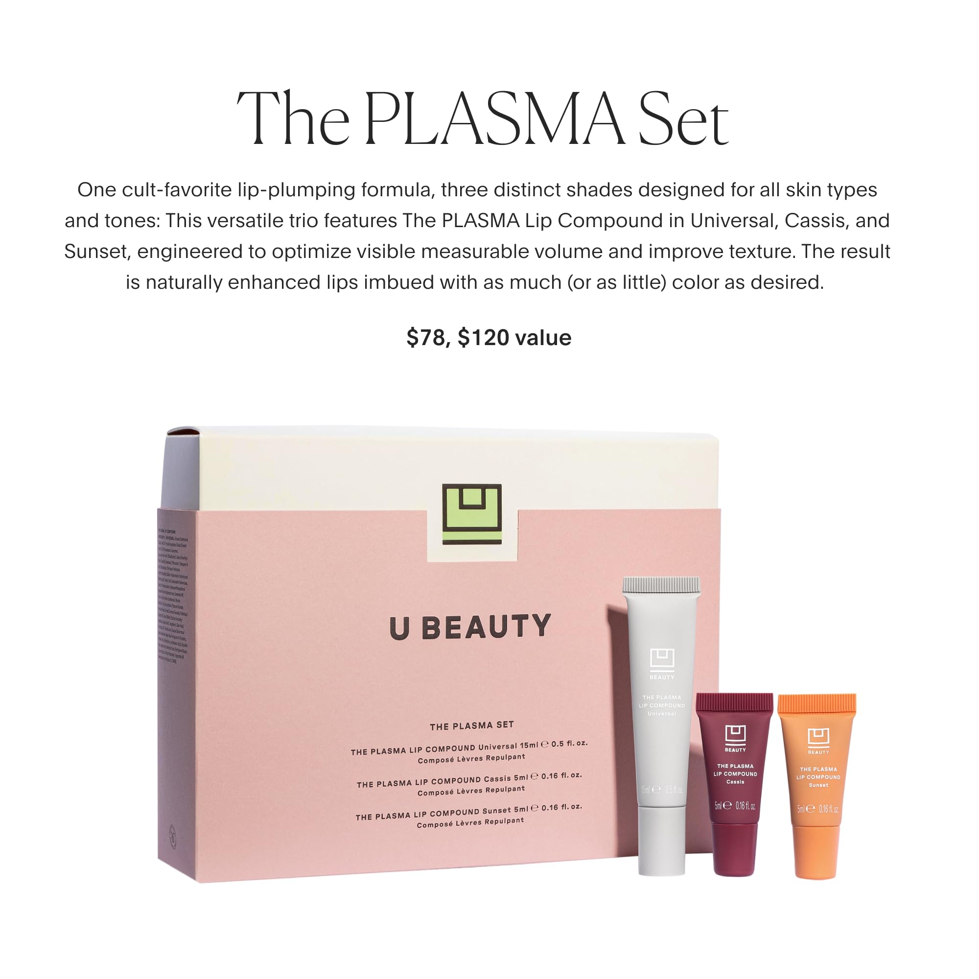 U Beauty The Plasma Lip Compound Tinted - Plumping Lip Treatment, Hyaluronic Acid & Shea Butter Deeply Hydrate - Salicylic Acid
