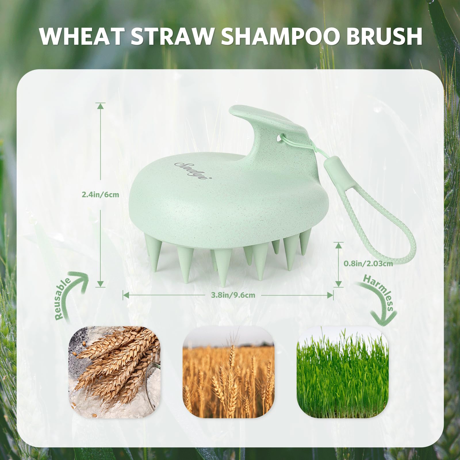 Sndyi Scalp Massager Shampoo Brush, Scalp Scrubber With Soft Silicone Bristles, Scalp Exfoliator For Dandruff Removal, Wheat Str