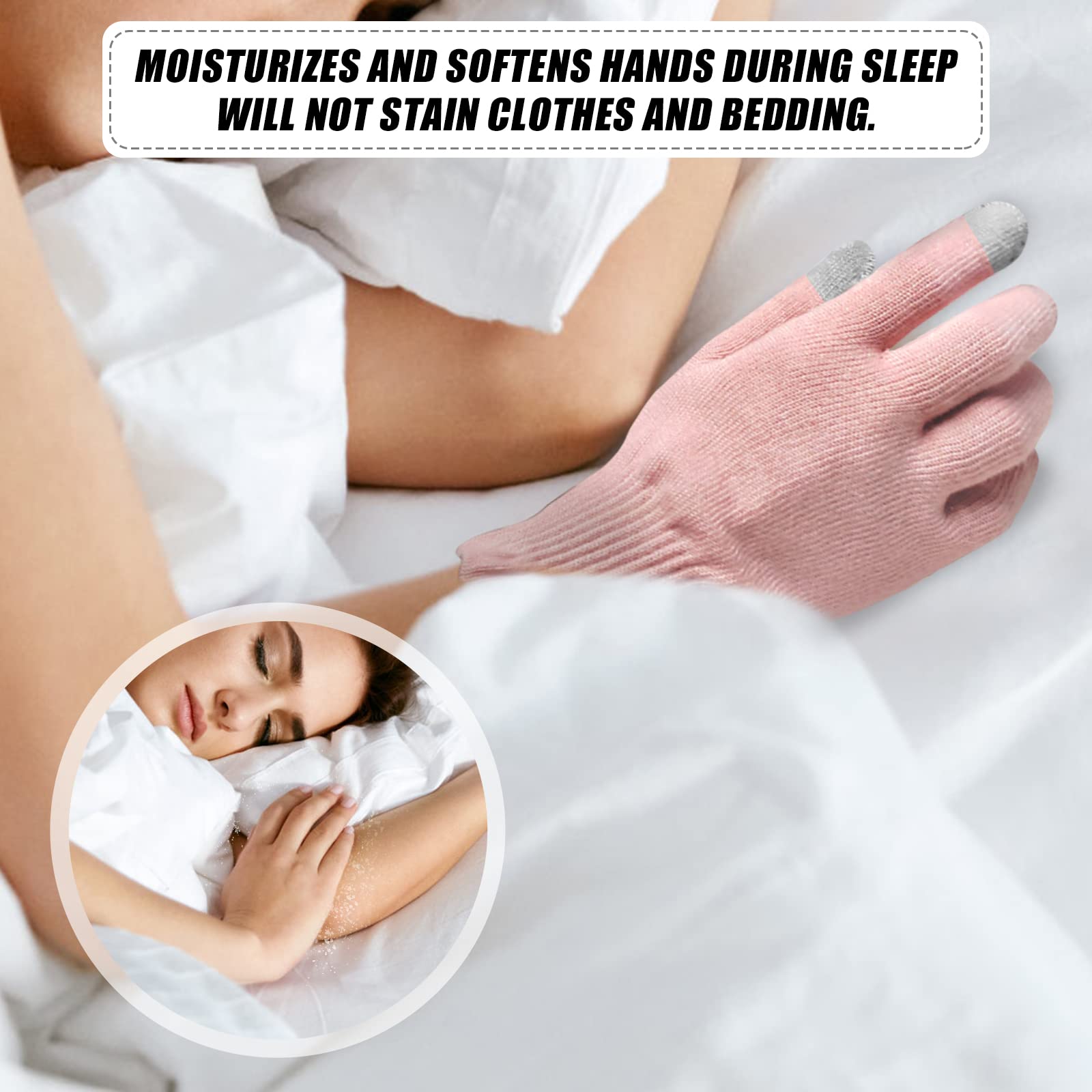 Donfri Cotton Moisturizing Gloves Overnight 2 Pairs Touchscreen Fingers For Spa Dry Hands Hand Care Day And Night Moisturizing (
