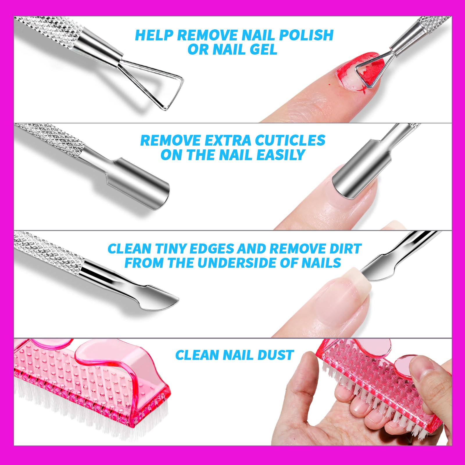 Fandame Gel Nail Polish Remover Tools Kit, 10 Pcs Nail Polish Remover Clips Rose Red, 100Ml Nail Polish Remover Bottle, 500Pcs C