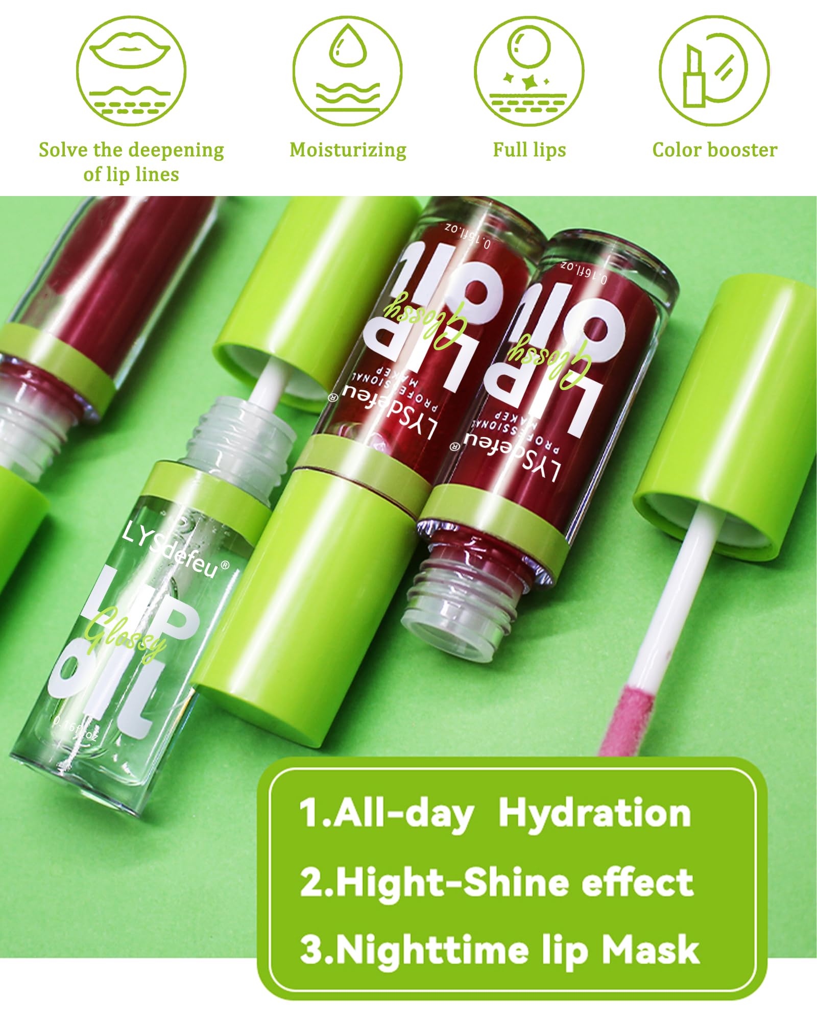 Lip Oil Lip Glaze-1Pcs Big Brush Head Hydrating Pink Lip Glow Oil,Shiny Transparent Lip Gloss Plumping,Long Lasting Non-Sticky C