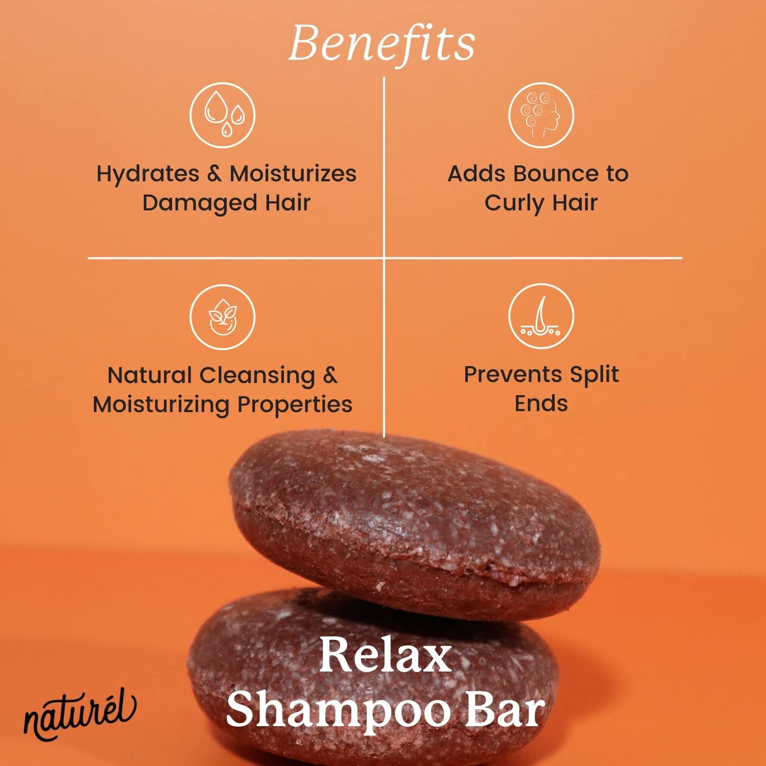 Natur  L Naturel Relax Moisturizing Shampoo Bar For Curly Or Dry Hair, Shampoo Bar For Frizzy Hair, Vegan, Zero Waste, Cruelty F