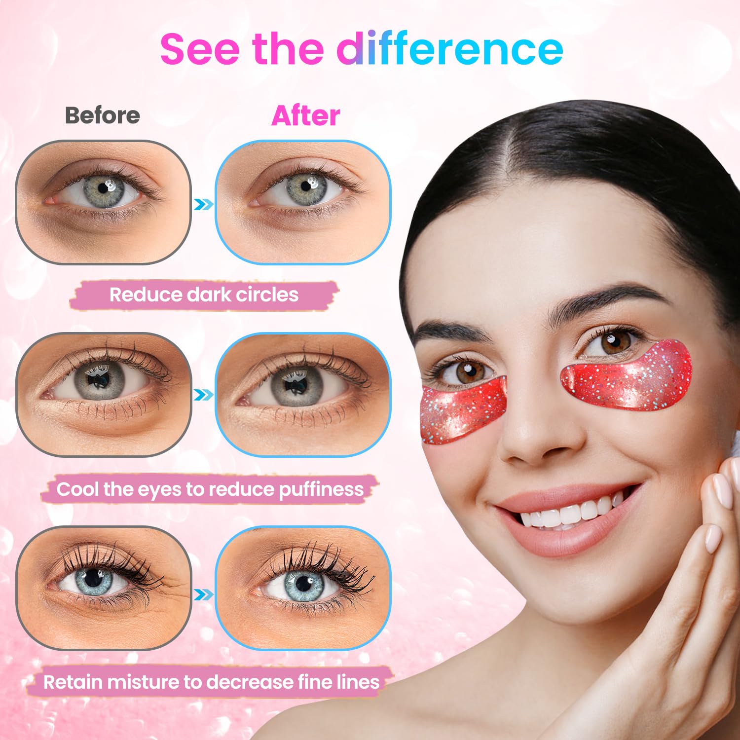 Onespring Under Eye Patches (24 Pairs) - Upgrade Eye Gel Pads For Wrinkles, Puffy Eyes, Dark Circles, Eye Bags, Natural Collagen