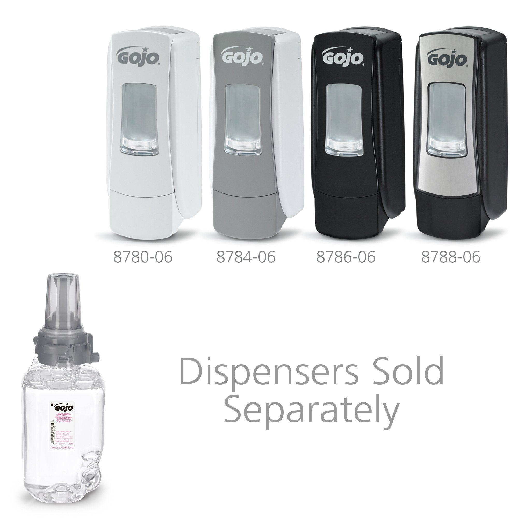 Gojo Clear & Mild Foam Handwash, Ecologo Certified, 700 Ml Hand Soap Refill Adx-7 Push-Style Dispenser (Pack Of 4) - 8711-04