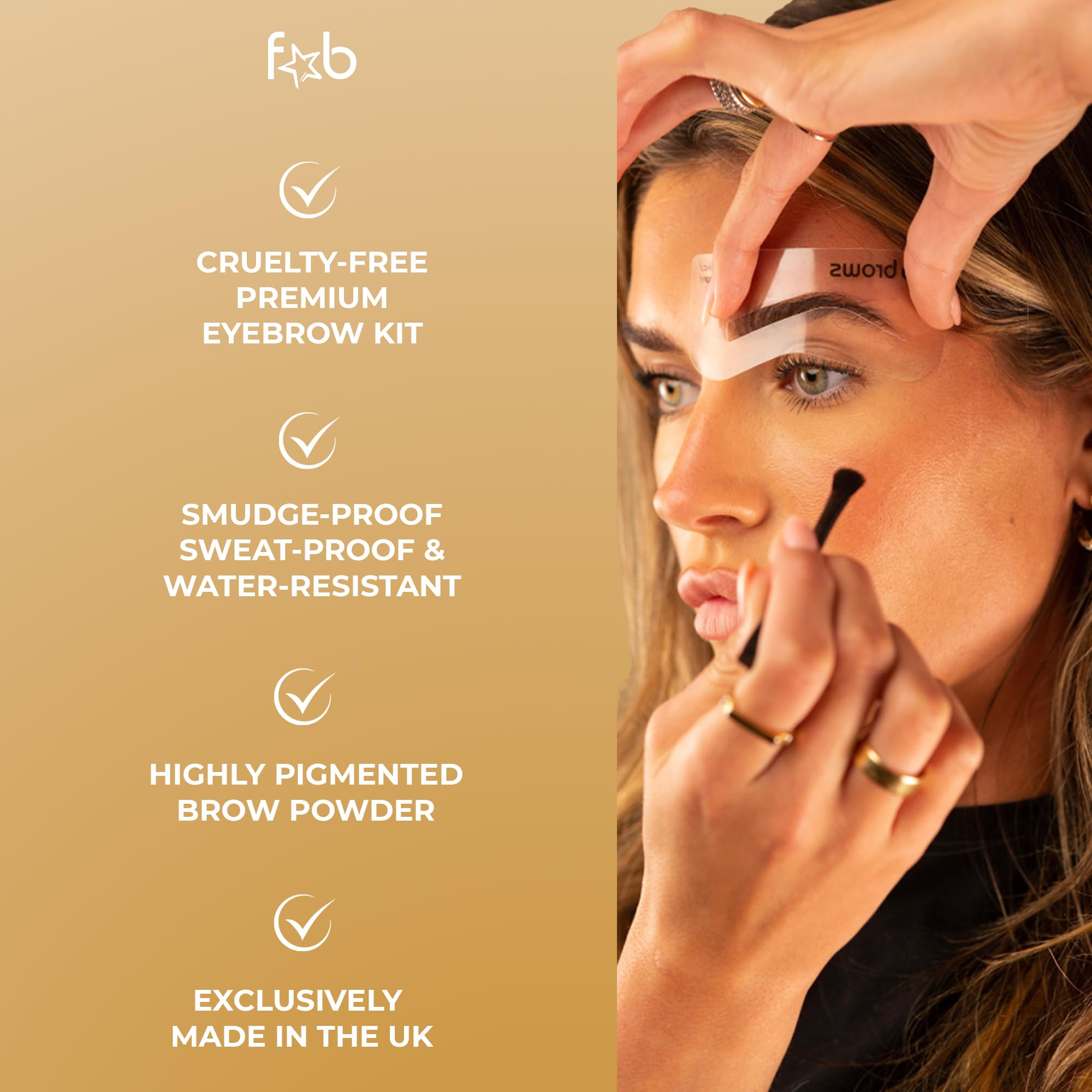 Fab Brows Duo Eyebrow Kit, Ultimate Brow Stencil Kit With Compact Powder Mirror And Eyebrow Shaper, Waterproof Eye Makeup Contou