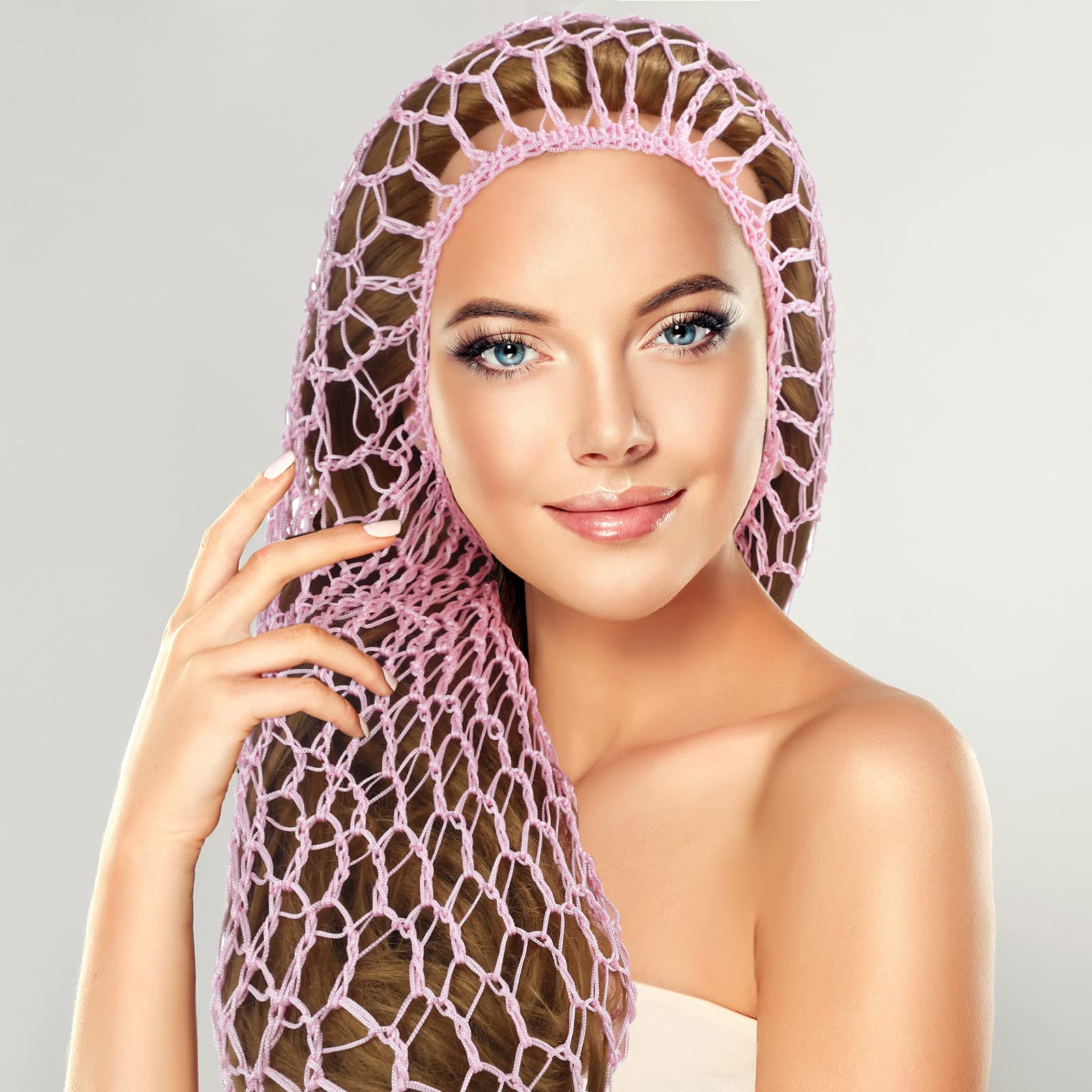 Waydress Hairband, 3 Pieces Mesh Crochet Hair Net Cap, Soft Rayon Snood Hat, Sleeping Cap, Hair Accessories For Women (Black, Pi