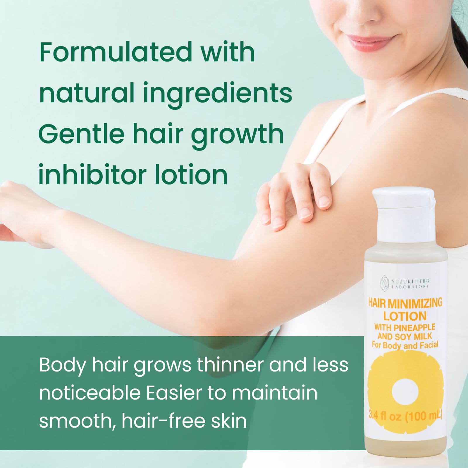 Suzuki Herb Laboratory Hair Removal Cream (8.1 Oz / 230G) And Hair Minimizing Lotion (3.52 Fl. Oz / 100Ml) With Pineapple And So