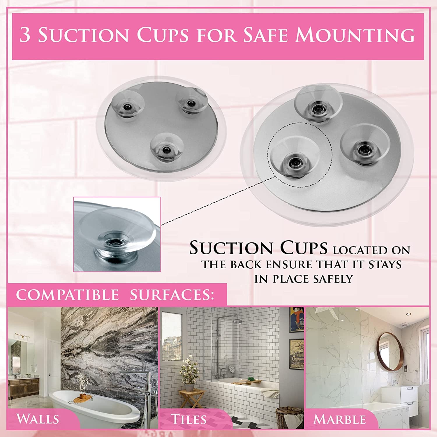 Mirrorvana Magnifying Mirror Set Combo With 3 Suction Cups Each - Compact & Travel Ready (Glass (20X & 10X))