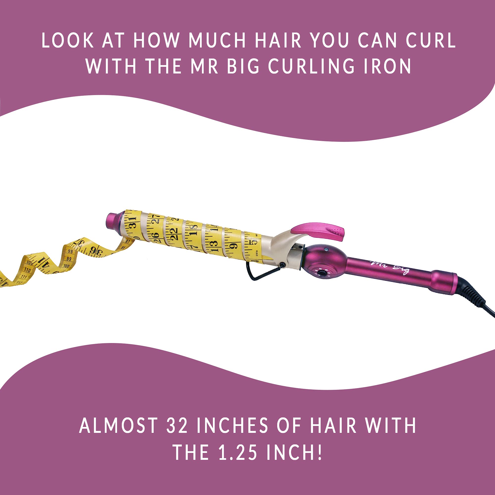 Mr Big Original Hair Curling Iron Wand - The Best, Longest Xl Styling Curling Irons For Long Hair On The Market, Change Flat Bed