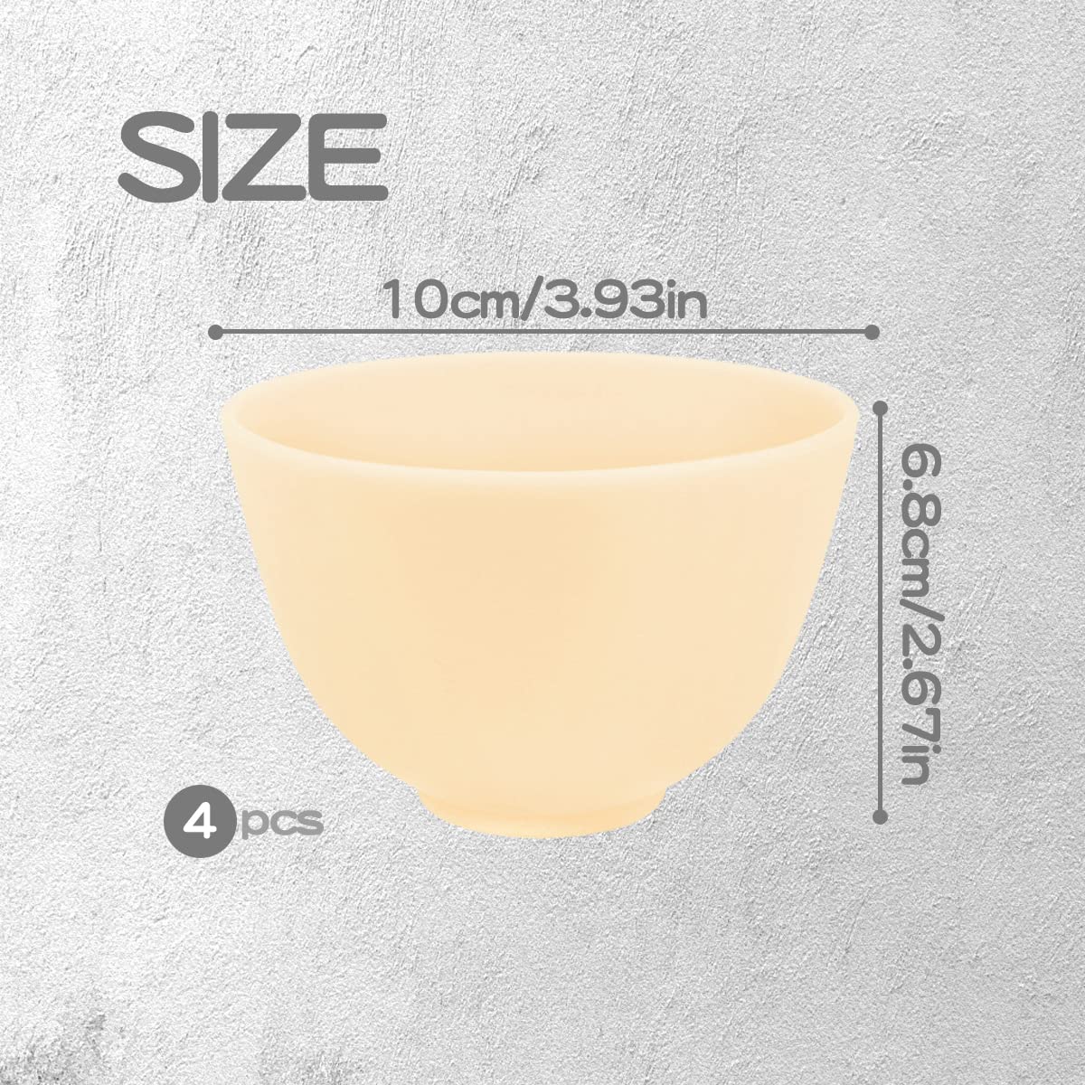 Fercaish 4Pcs Diy Face Mask Mixing Bowl, Microwavable Silicone Facial Mud Bowl Cosmetic Beauty Tool For Home Salon (Yellow)