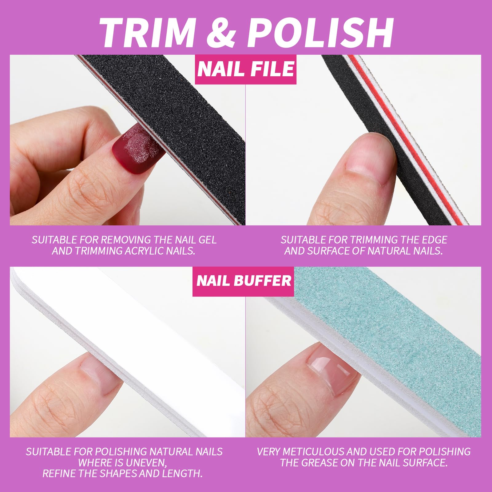 Fandamei Nail Polish Gel Remover Tools Kit, 10 Pcs Purple Nail Clips, 100Ml Nail Polish Remover Bottle, 500 Pcs Remover Cotton P