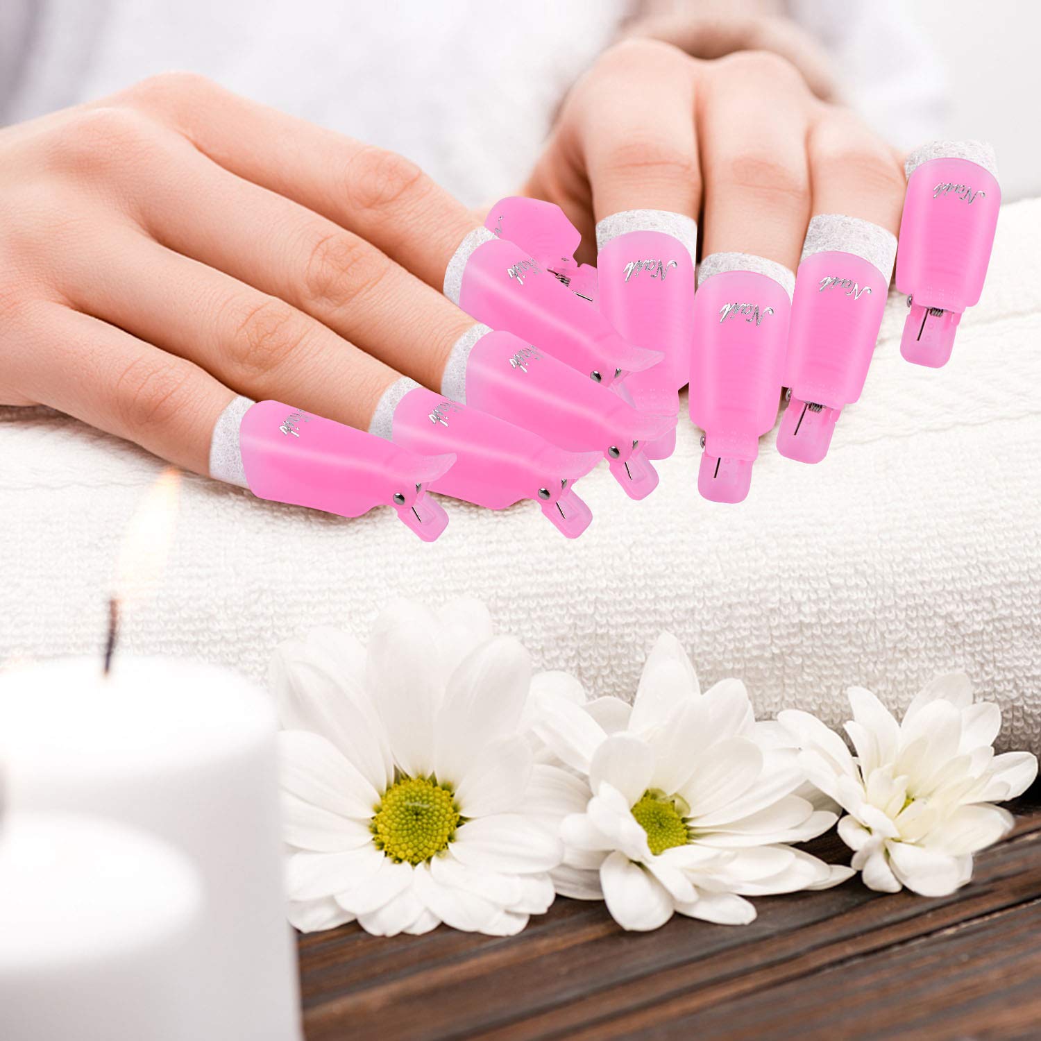 Nail Polish Remover Clips, Morgles Gel Nail Polish Remover Kit With 10Pcs Nail Clips 300Pcs Cotton Pads 100/180 Nail File Glass