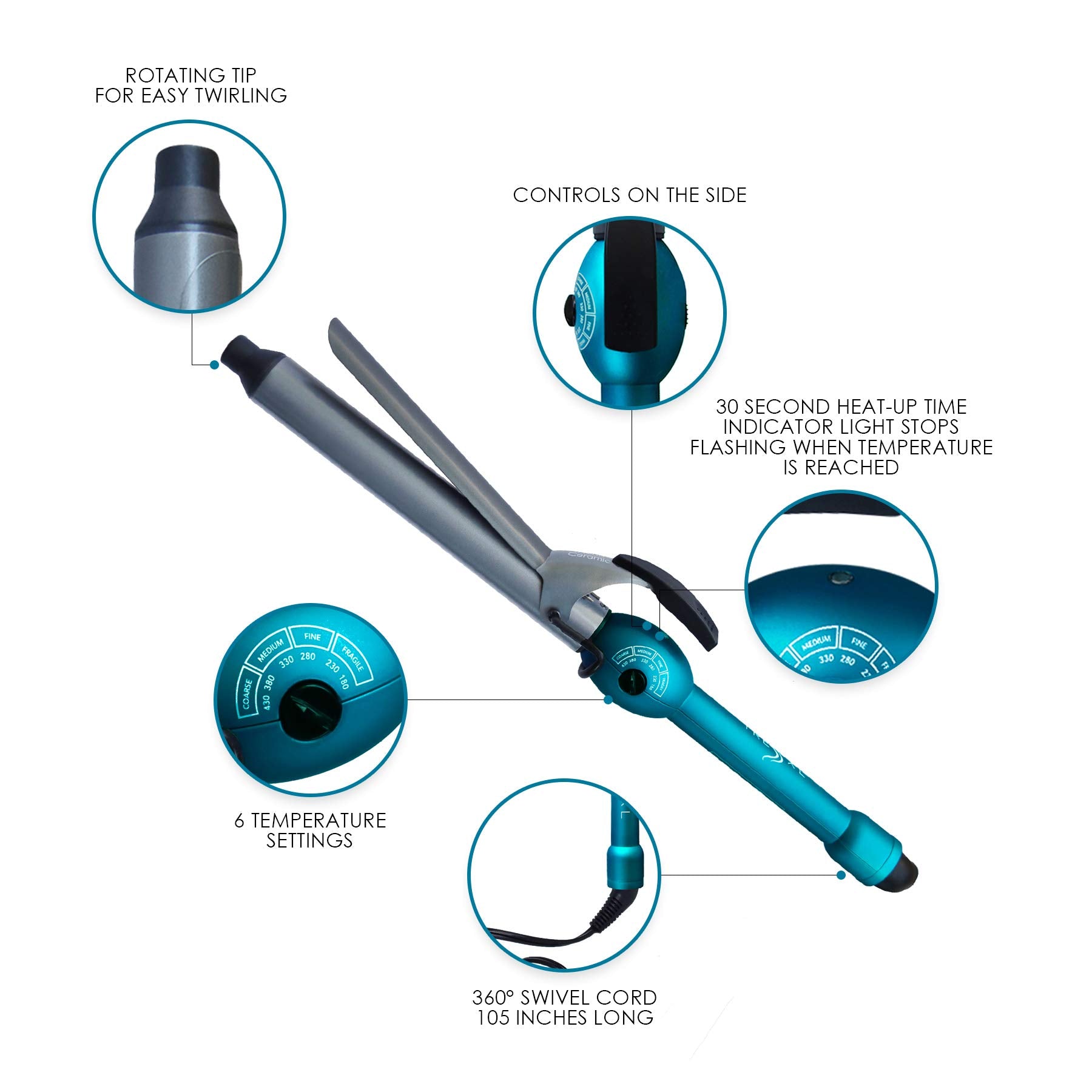 Mr Big Junior Hair Curling Iron Wand - The Longest Xl Styling Curling Irons For Long Hair On The Market, Change Flat Bed Head Ha
