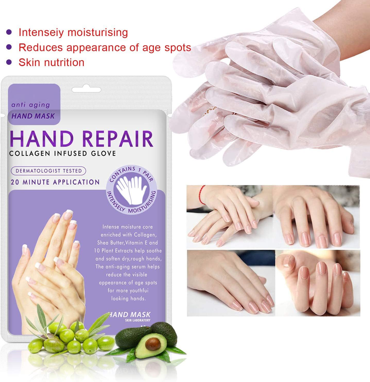 Generic Hand Mask Moisturizing Glove 5 Pack, Hand Peel Mask Exfoliating Gloves, Hand Repair Glove For Dry Hands Treatment, Remov