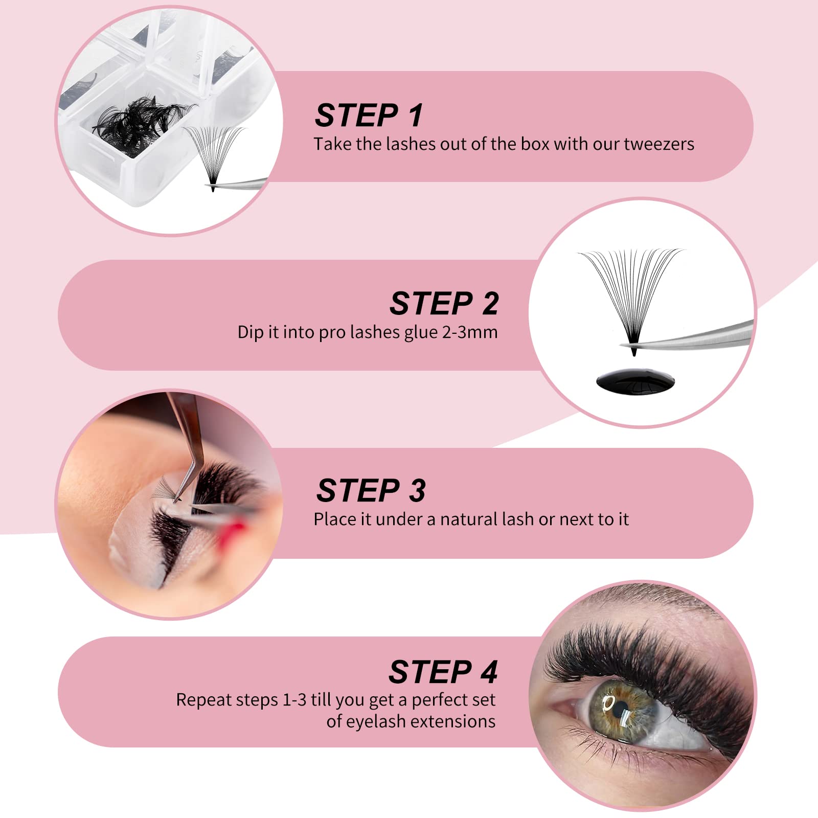 Lash Extension 20D Fadlash Premade Fans Eyelash Extensions 600Pcs Pre Made Fans Lash Extensions Premade Lash Fans Volume Lash Ex