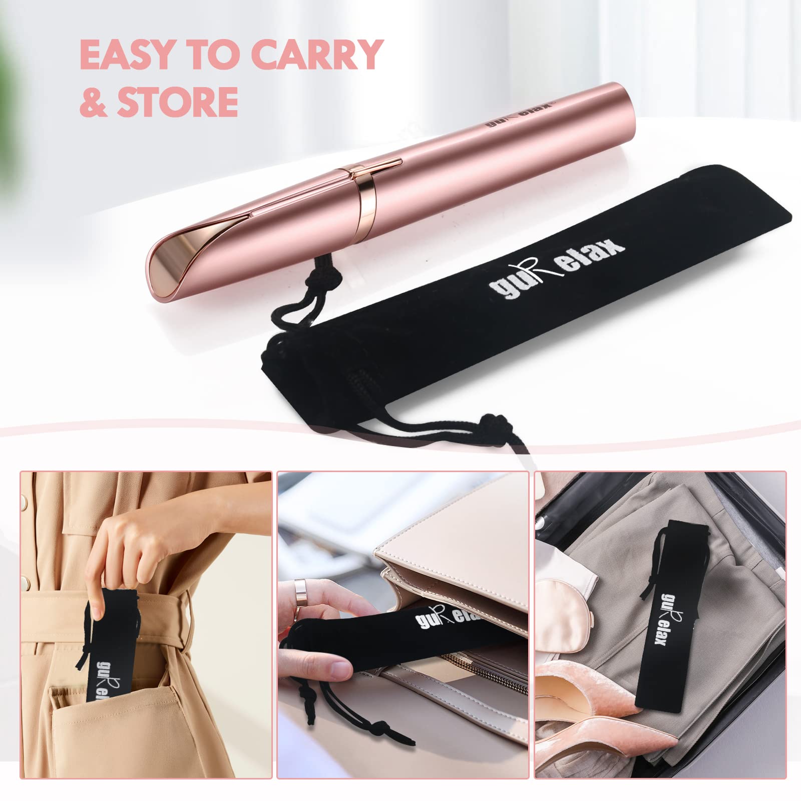 Gurelax Women'S Electric Eyebrow Trimmer With Replacement Blades, Precision Led Light, Safe And Instant Painless Hair Remover