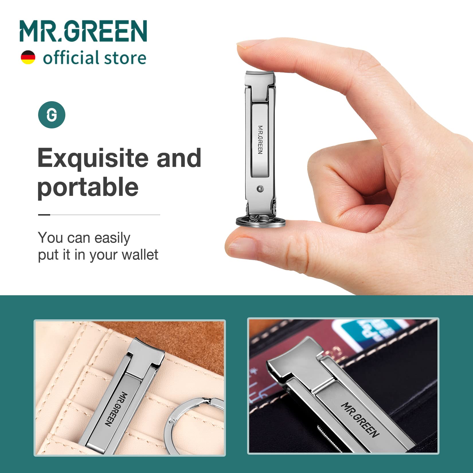 Mr.Green Collapsible Nail Clippers Small And Thin Portable Travel Nail Scissors Cutter Stainless Steel Manicure Tools With Nail