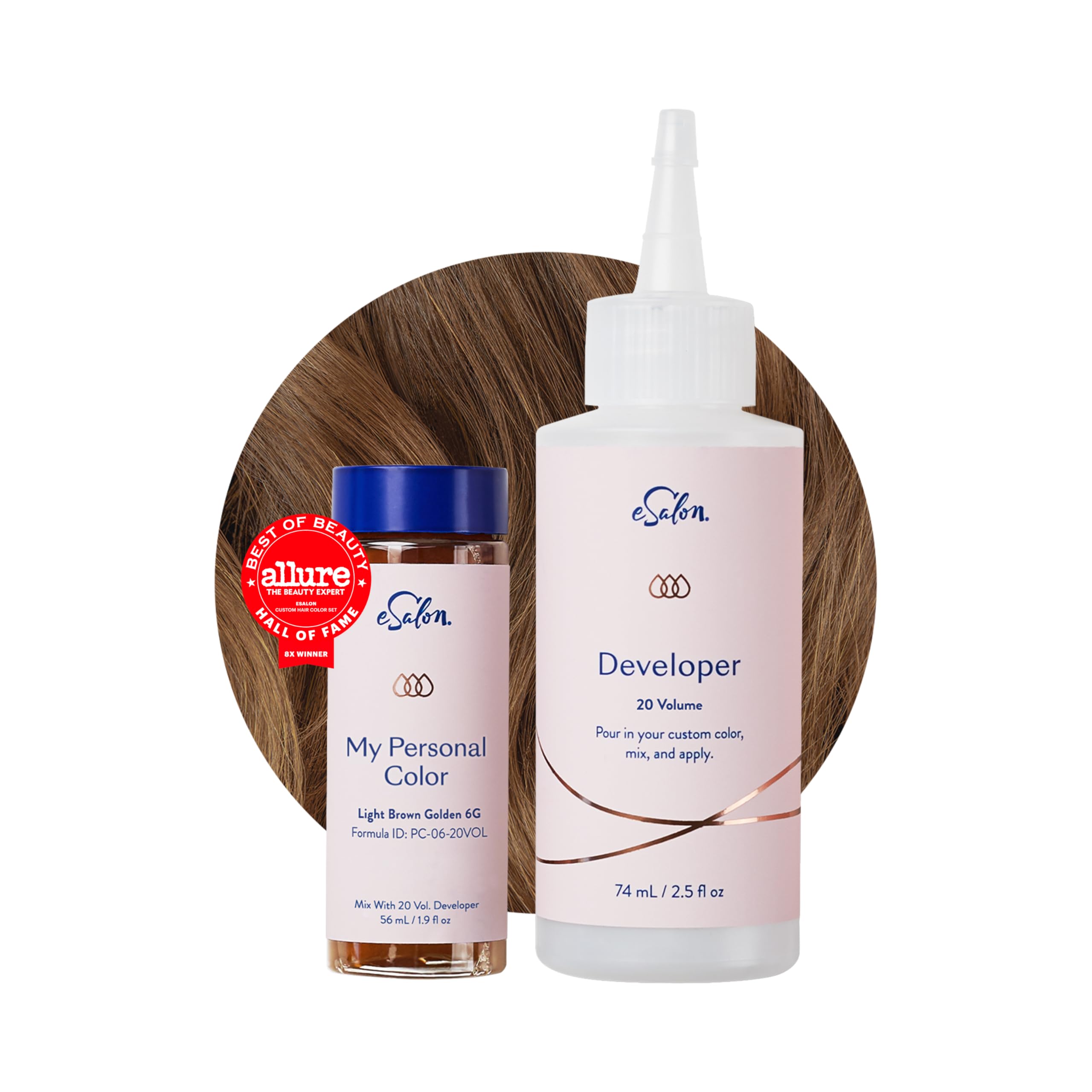 eSalon Permanent Hair Color & Dye Kit - Light Brown Golden - Professional-Grade Ammonia-Free Personal Colorist for Up To 100% Gr