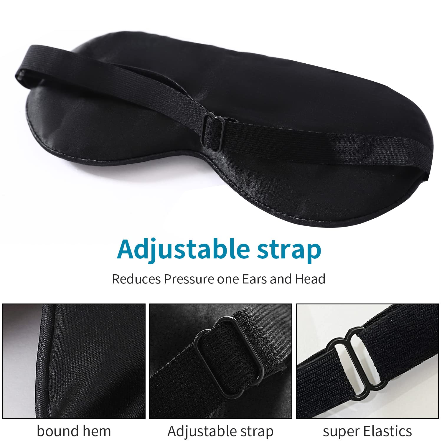 2-Pack 100% Real Natural Silk Eye Mask, Silk Sleeping Mask, Shade Puffy Eye Gift with Adjustable Straps, Sleep Eye Mask, SHJINJU